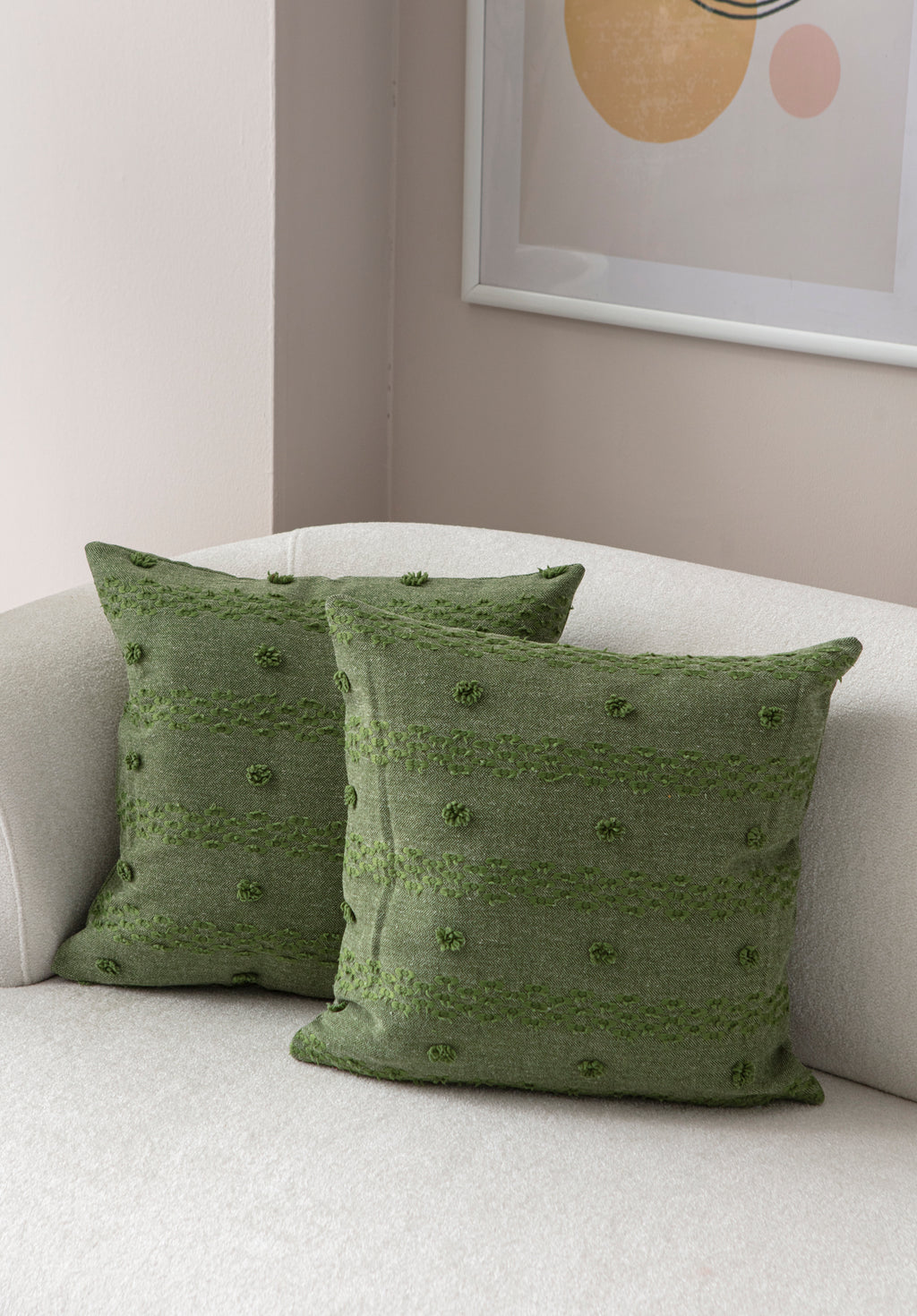 Şerit Puantiyeli Kırlent Kılıfı - Puantiye Dokulu Dekoratif Yastık