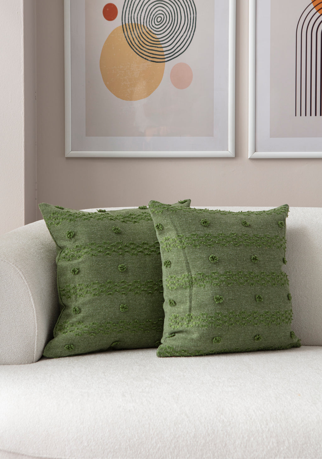 Şerit Puantiyeli Kırlent Kılıfı - Puantiye Dokulu Dekoratif Yastık