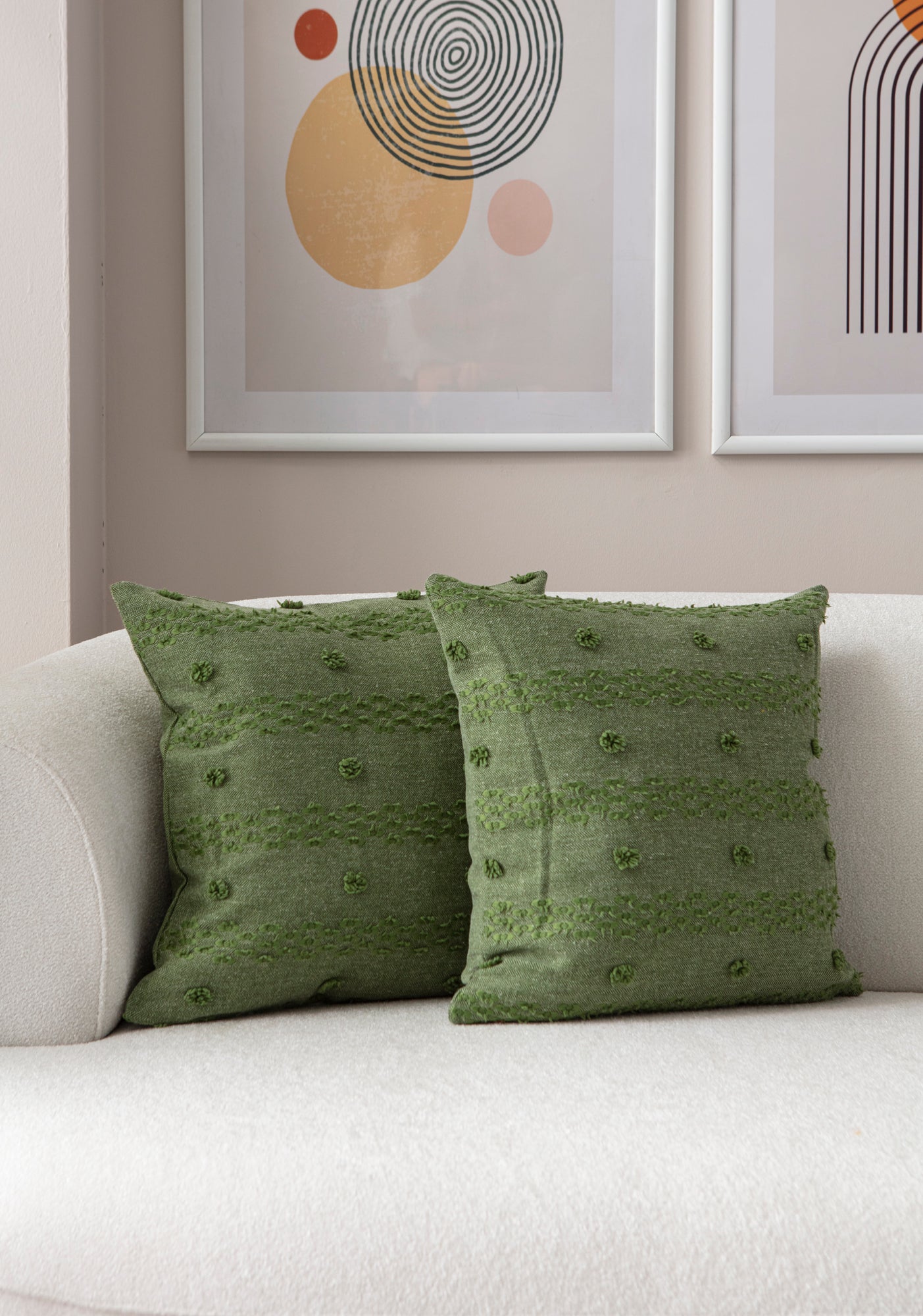 Şerit Puantiyeli Kırlent Kılıfı - Puantiye Dokulu Dekoratif Yastık