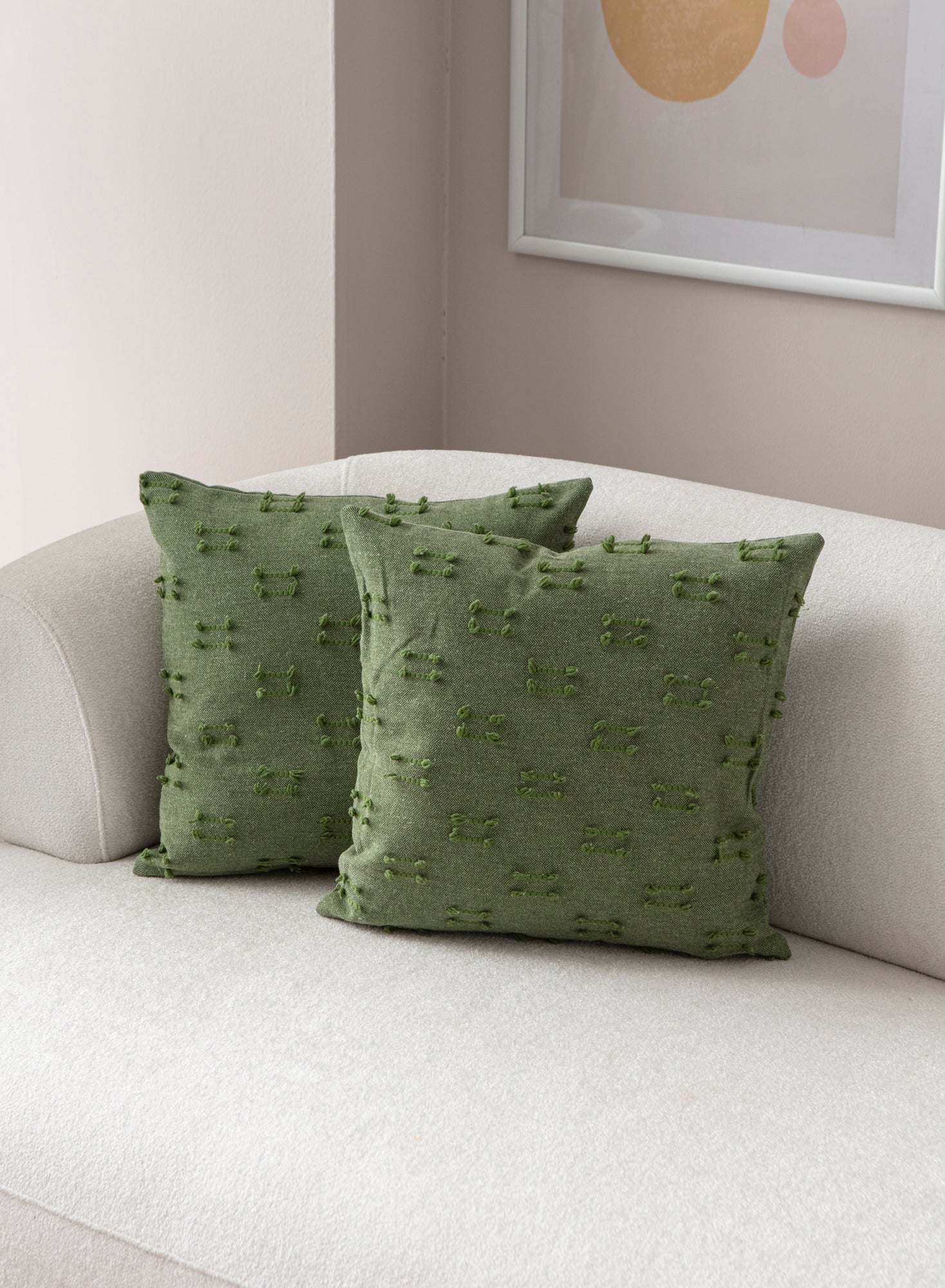 İkili Şerit Puantiyeli Kırlent Kılıfı - Puantiye Dokulu Dekoratif Yastık