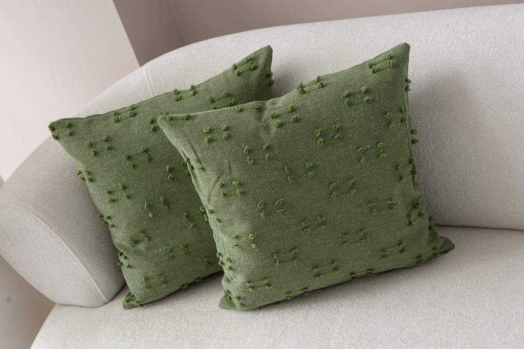 İkili Şerit Puantiyeli Kırlent Kılıfı - Puantiye Dokulu Dekoratif Yastık