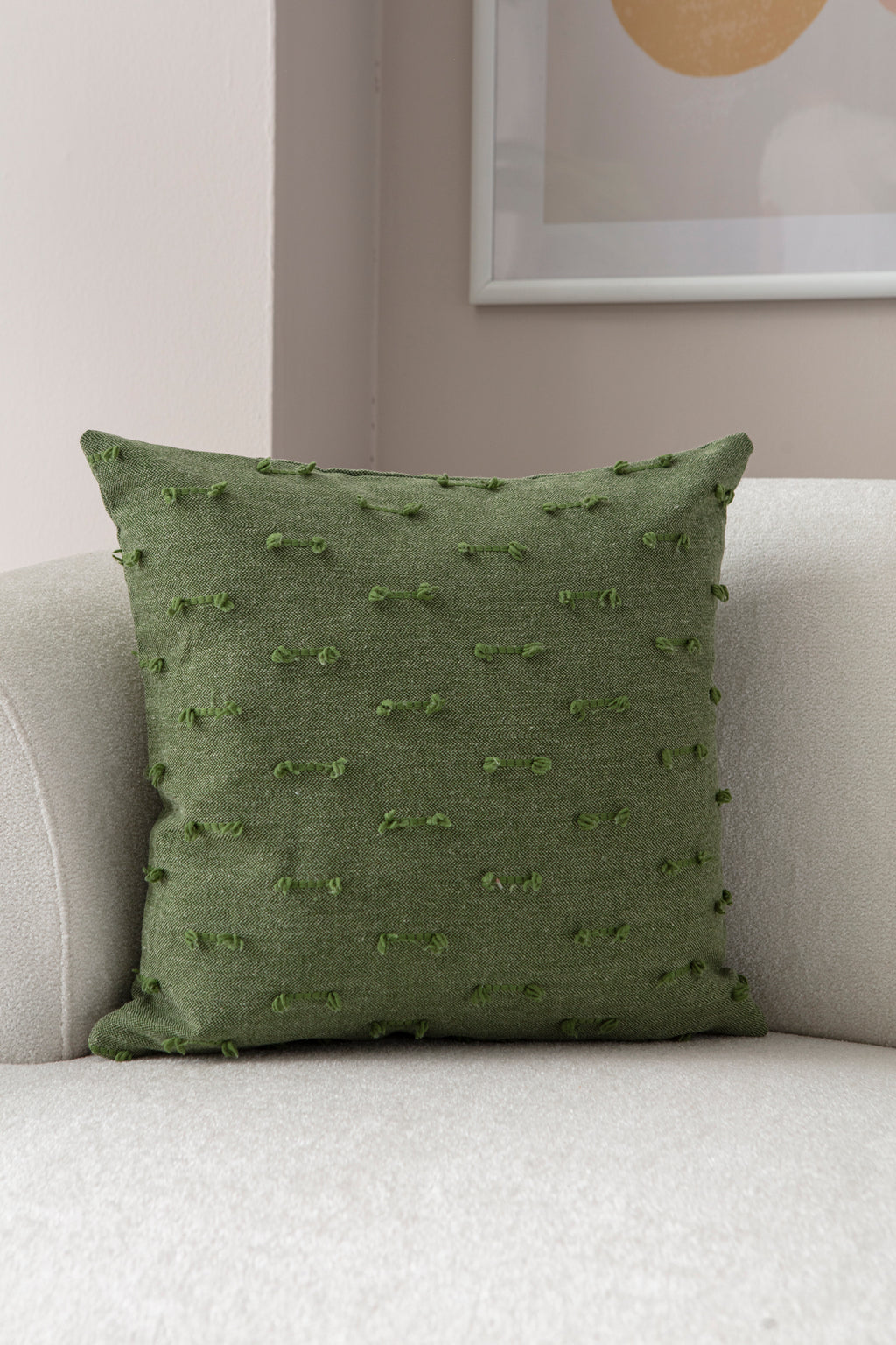 Tek Çizgi Puantiyeli Kırlent Kılıfı - Puantiye Dokulu Dekoratif Yastık