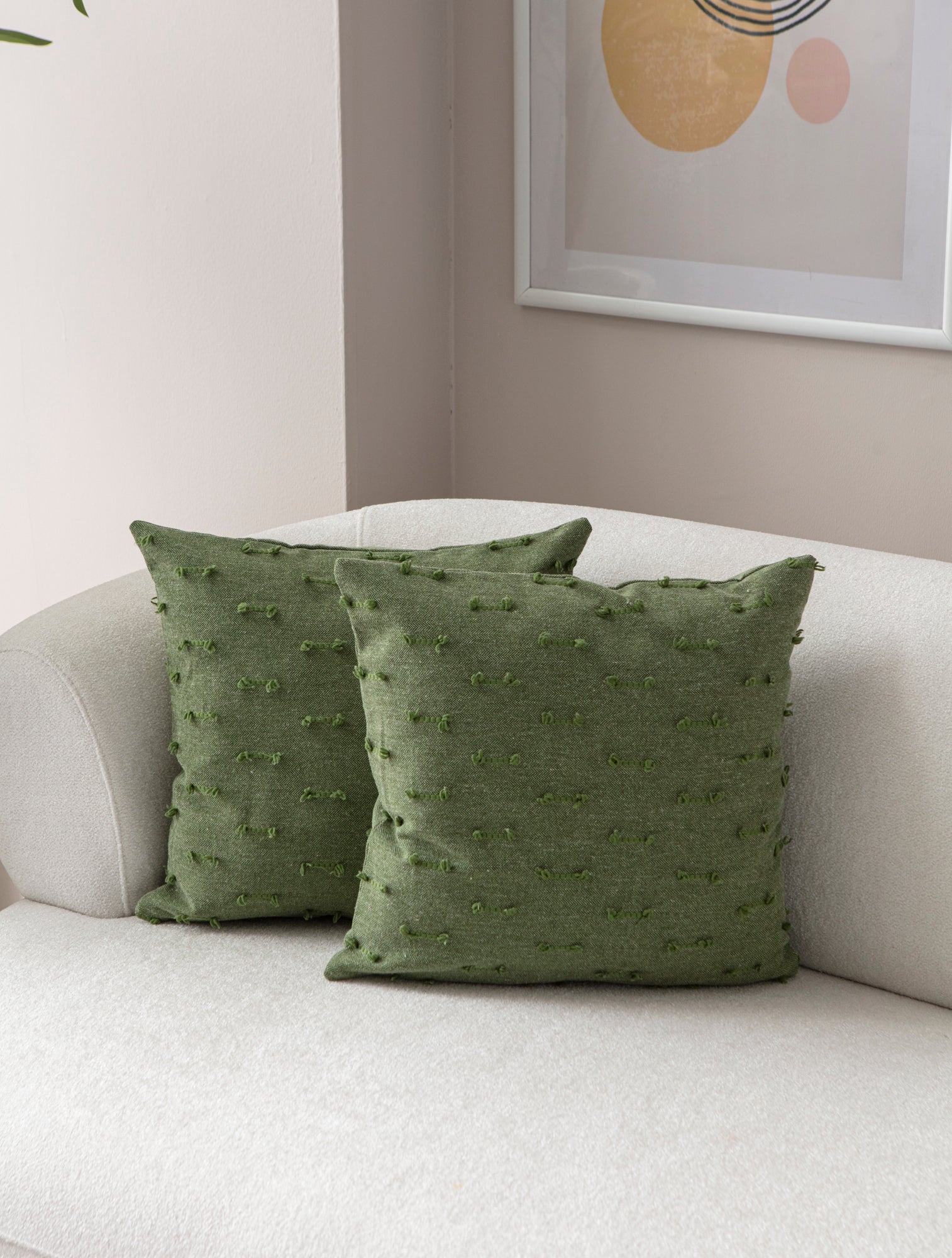 Tek Çizgi Puantiyeli Kırlent Kılıfı - Puantiye Dokulu Dekoratif Yastık