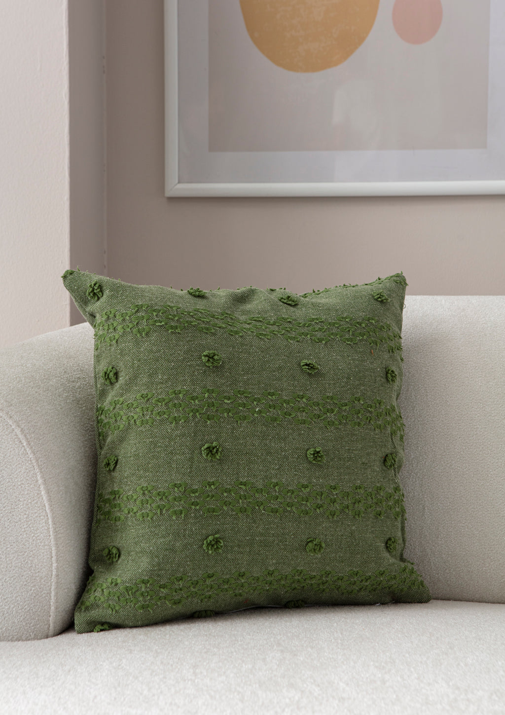 Şerit Puantiyeli Kırlent Kılıfı - Puantiye Dokulu Dekoratif Yastık