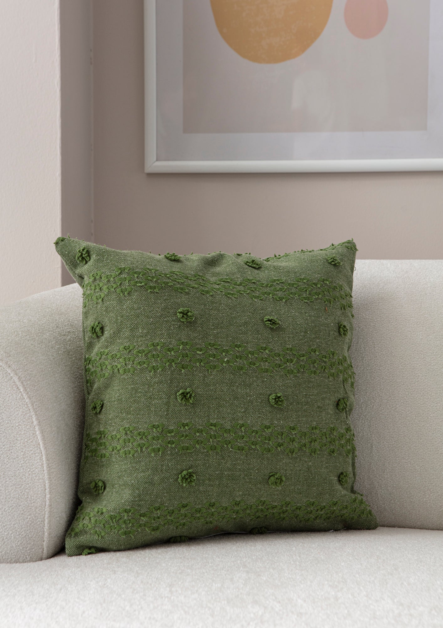 Şerit Puantiyeli Kırlent Kılıfı - Puantiye Dokulu Dekoratif Yastık