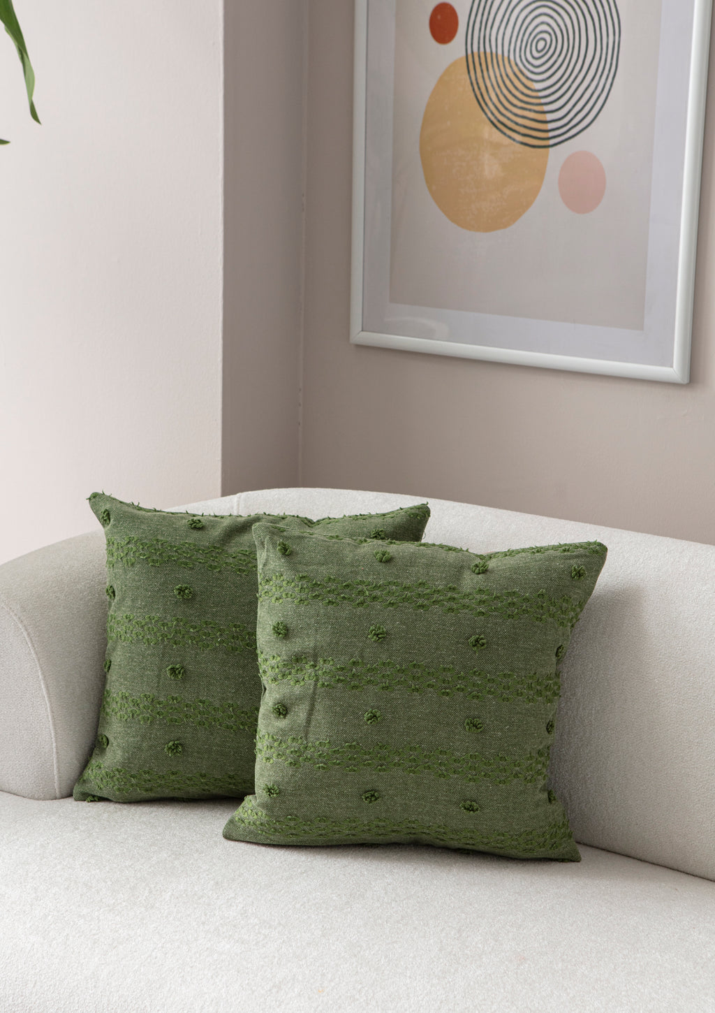 Şerit Puantiyeli Kırlent Kılıfı - Puantiye Dokulu Dekoratif Yastık