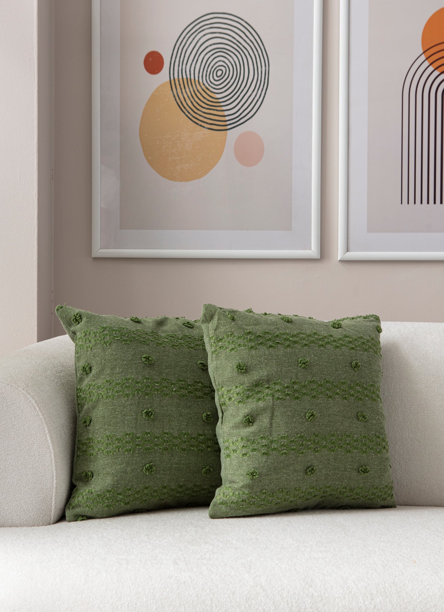 Şerit Puantiyeli Kırlent Kılıfı - Puantiye Dokulu Dekoratif Yastık