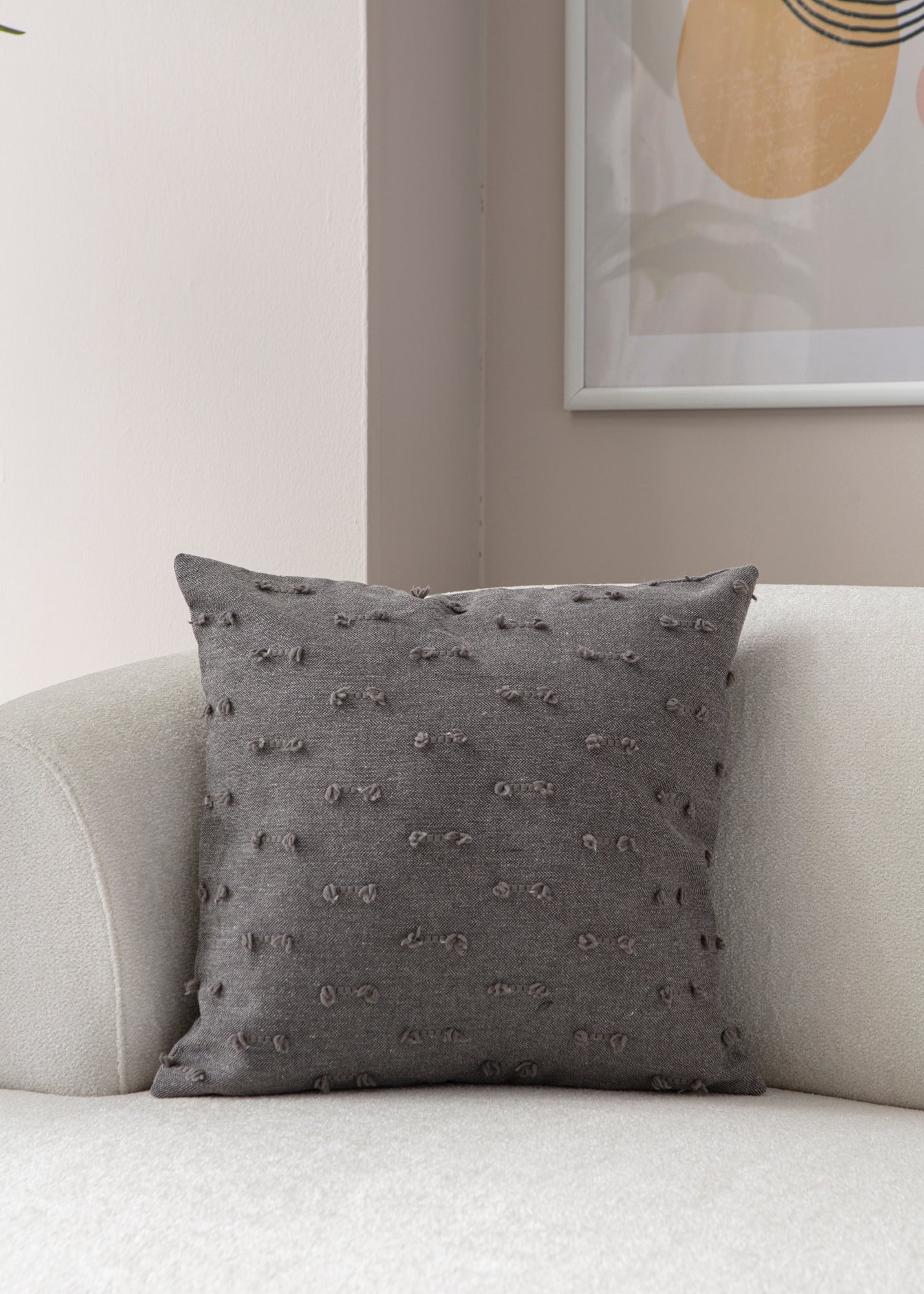 Tek Çizgi Puantiyeli Kırlent Kılıfı - Puantiye Dokulu Dekoratif Yastık