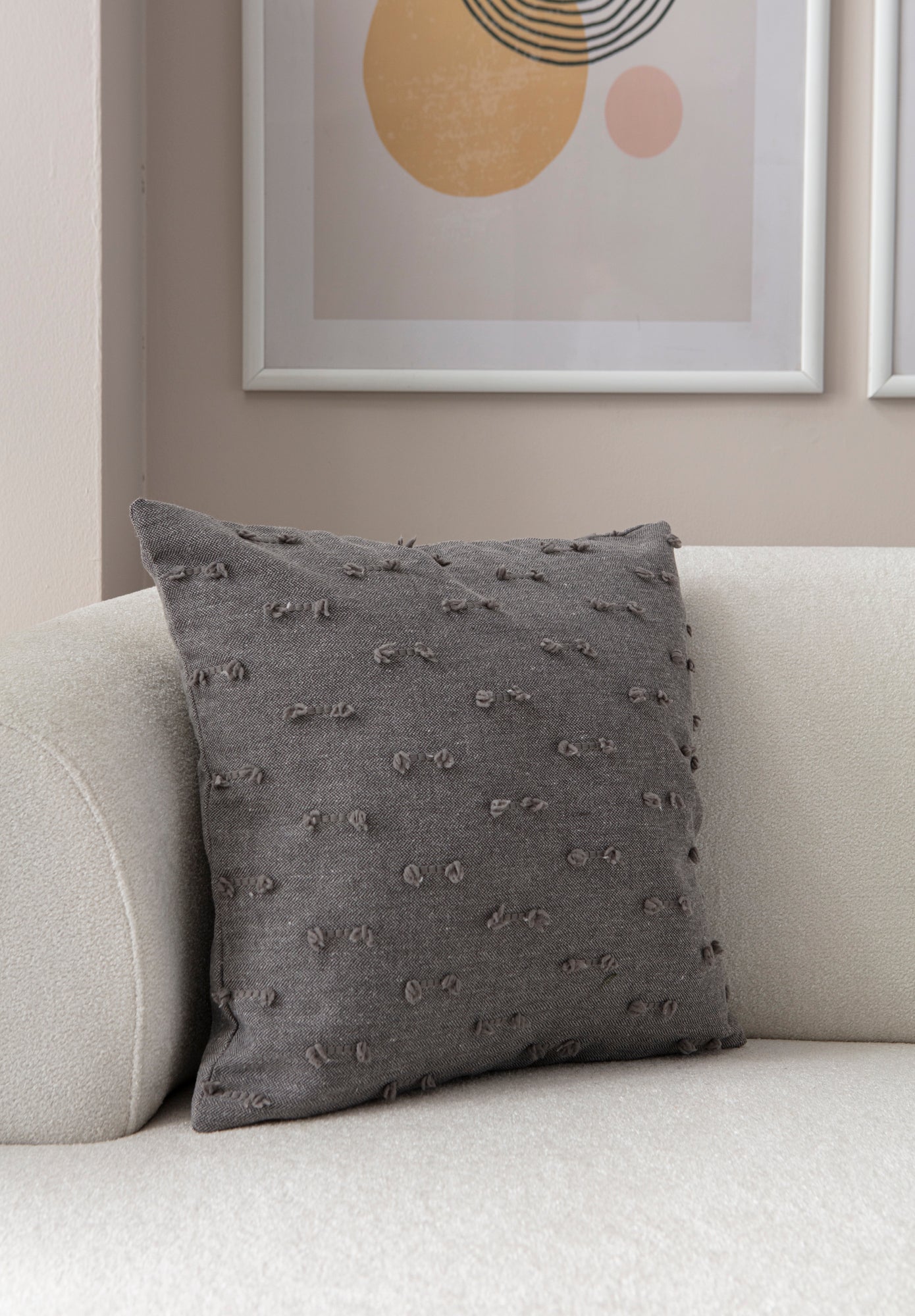 Tek Çizgi Puantiyeli Kırlent Kılıfı - Puantiye Dokulu Dekoratif Yastık