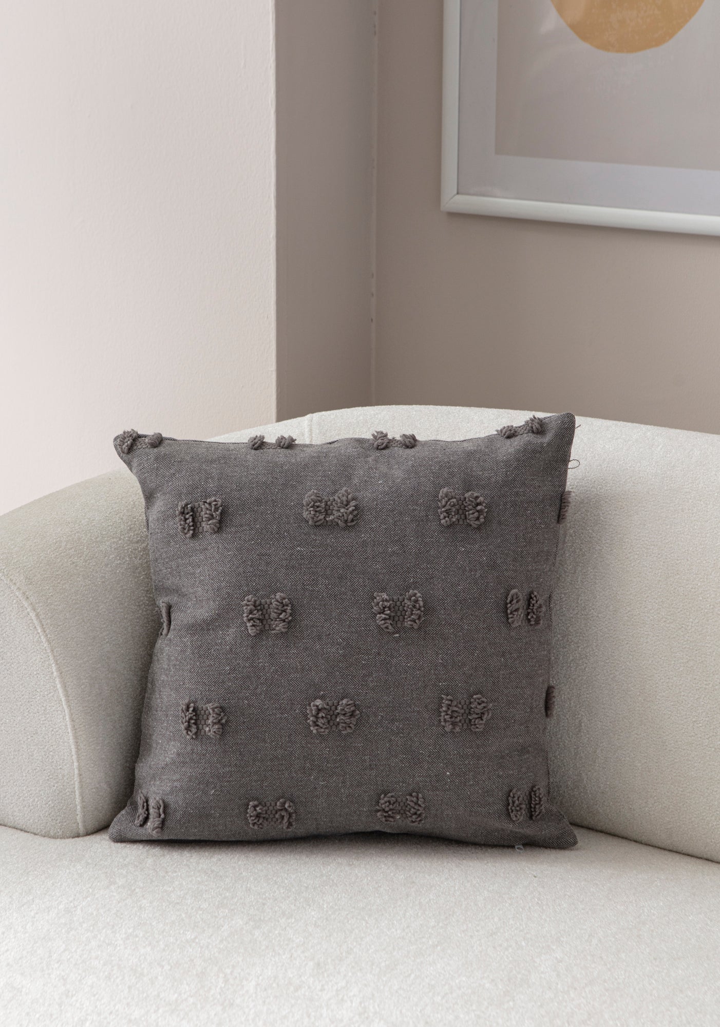 Fiyonk Puantiyeli Kırlent Kılıfı - Puantiye Dokulu Dekoratif Yastık