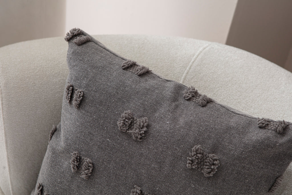 Fiyonk Puantiyeli Kırlent Kılıfı - Puantiye Dokulu Dekoratif Yastık