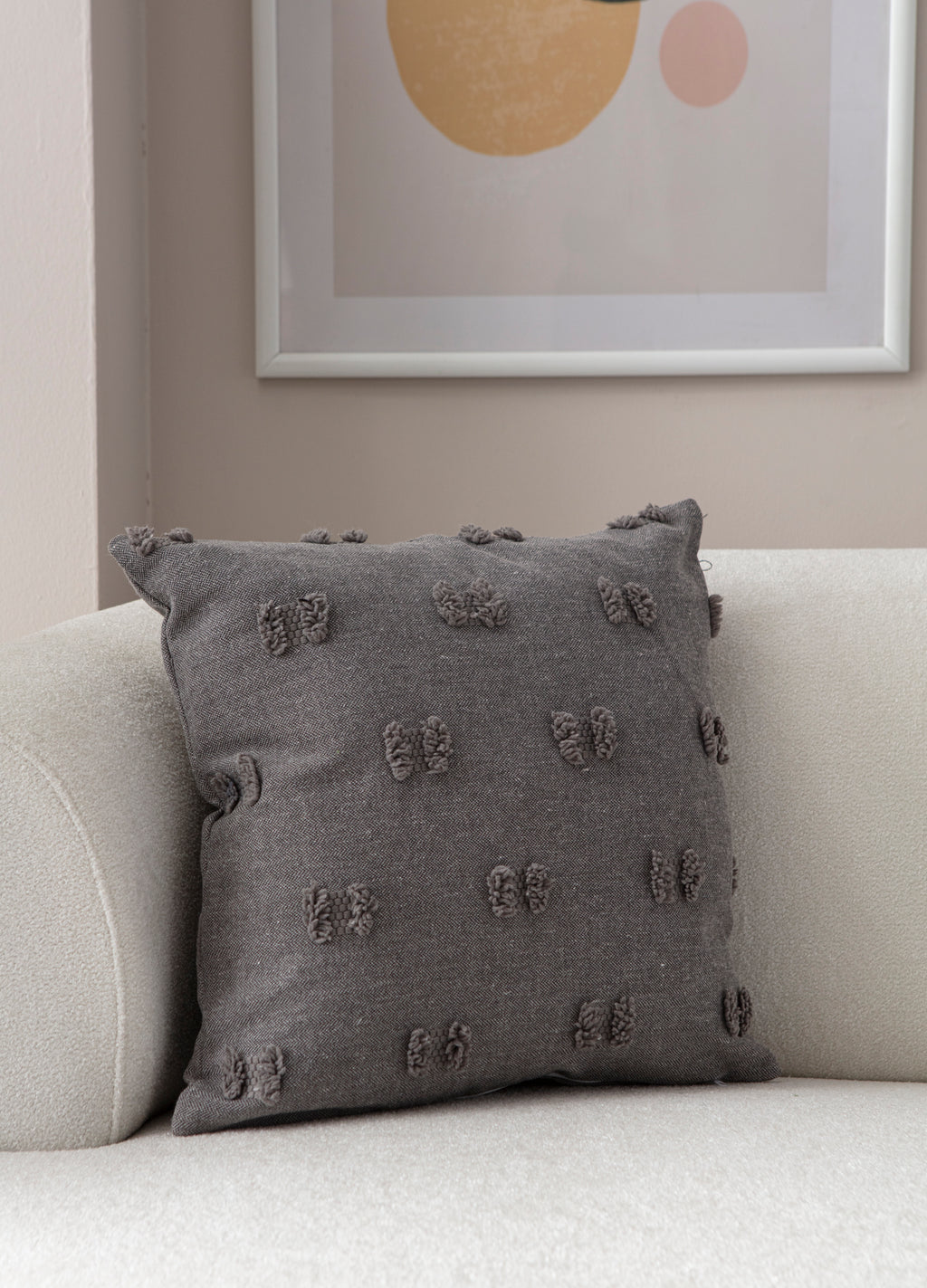 Fiyonk Puantiyeli Kırlent Kılıfı - Puantiye Dokulu Dekoratif Yastık