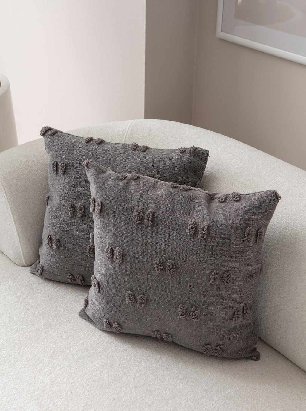 Fiyonk Puantiyeli Kırlent Kılıfı - Puantiye Dokulu Dekoratif Yastık