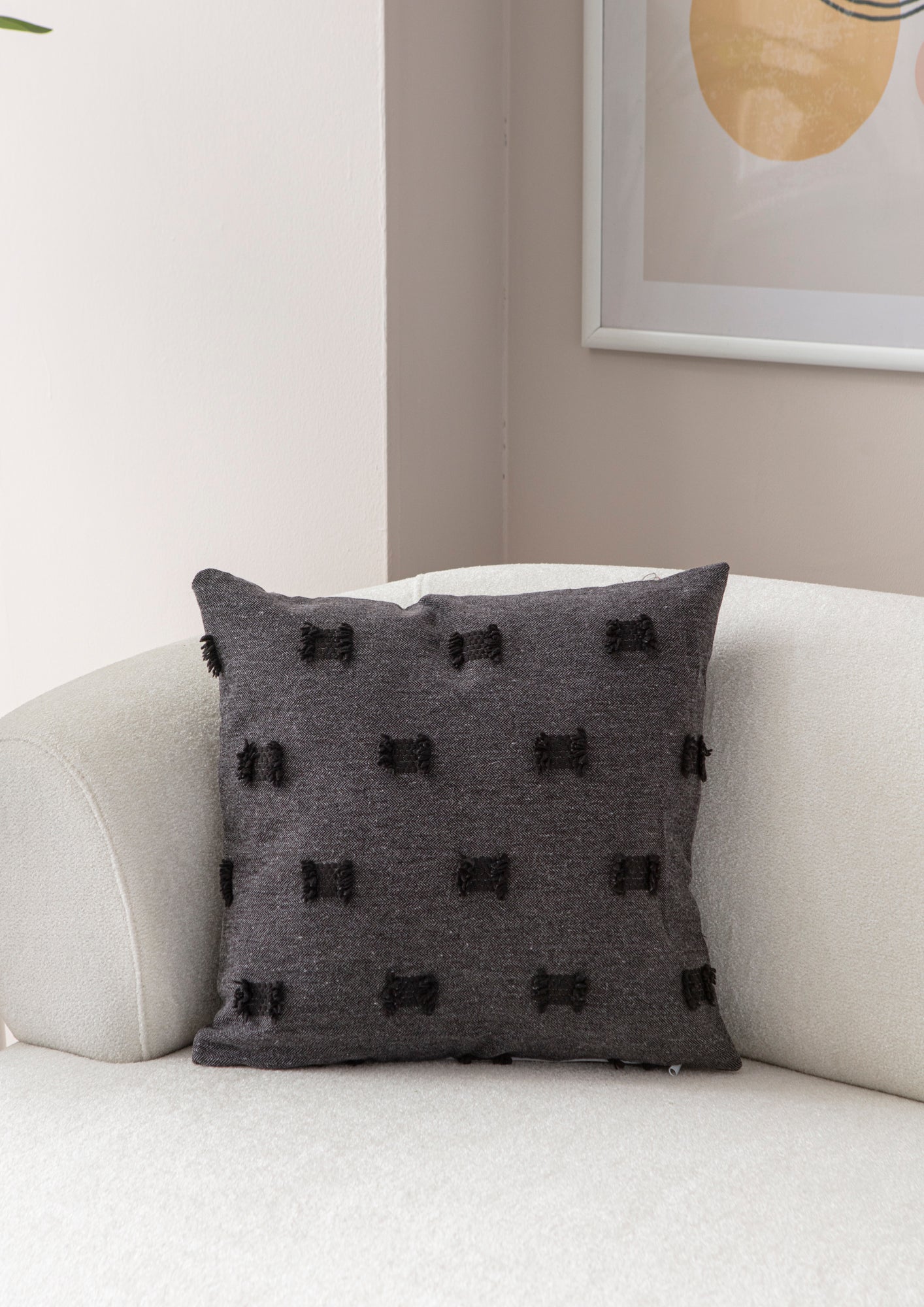 Fiyonk Puantiyeli Kırlent Kılıfı - Puantiye Dokulu Dekoratif Yastık