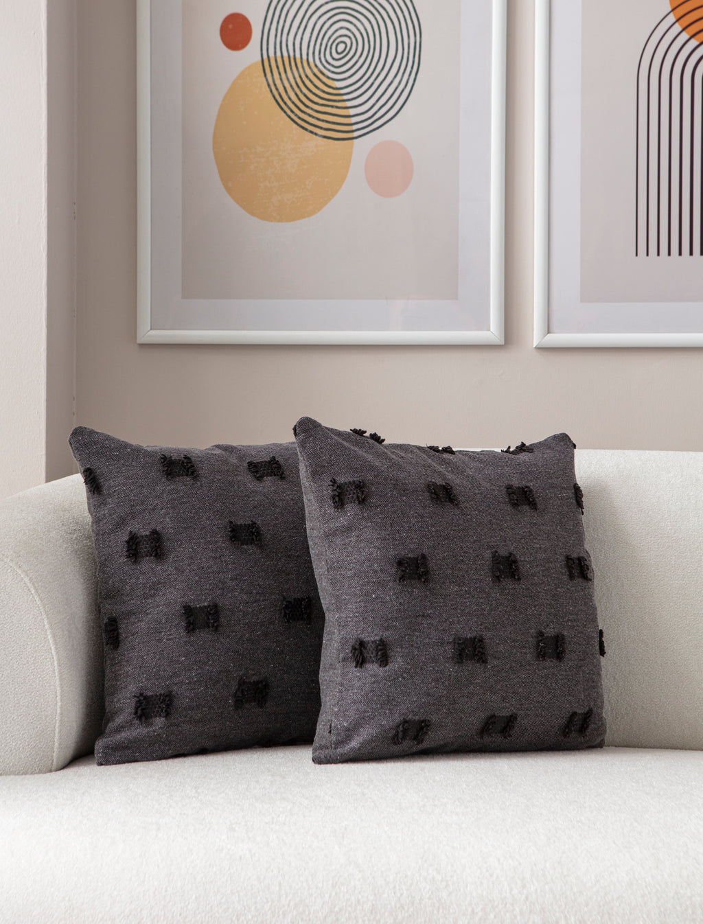 Fiyonk Puantiyeli Kırlent Kılıfı - Puantiye Dokulu Dekoratif Yastık