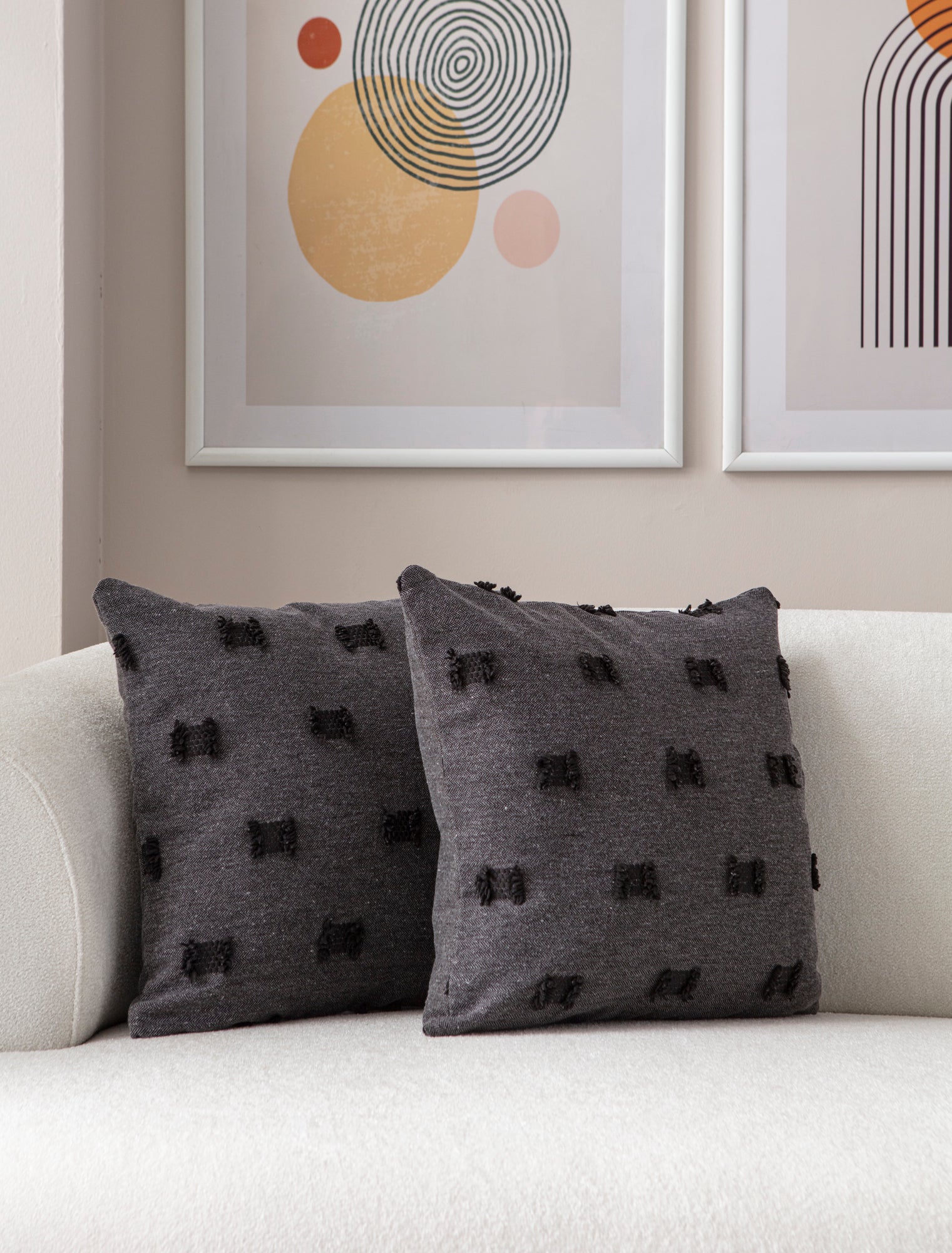 Fiyonk Puantiyeli Kırlent Kılıfı - Puantiye Dokulu Dekoratif Yastık