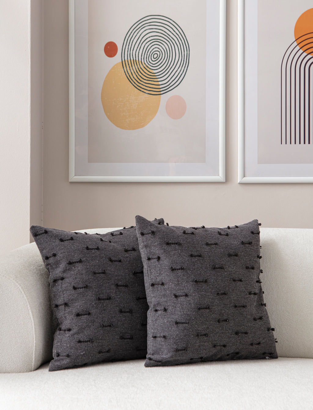 Tek Çizgi Puantiyeli Kırlent Kılıfı - Puantiye Dokulu Dekoratif Yastık