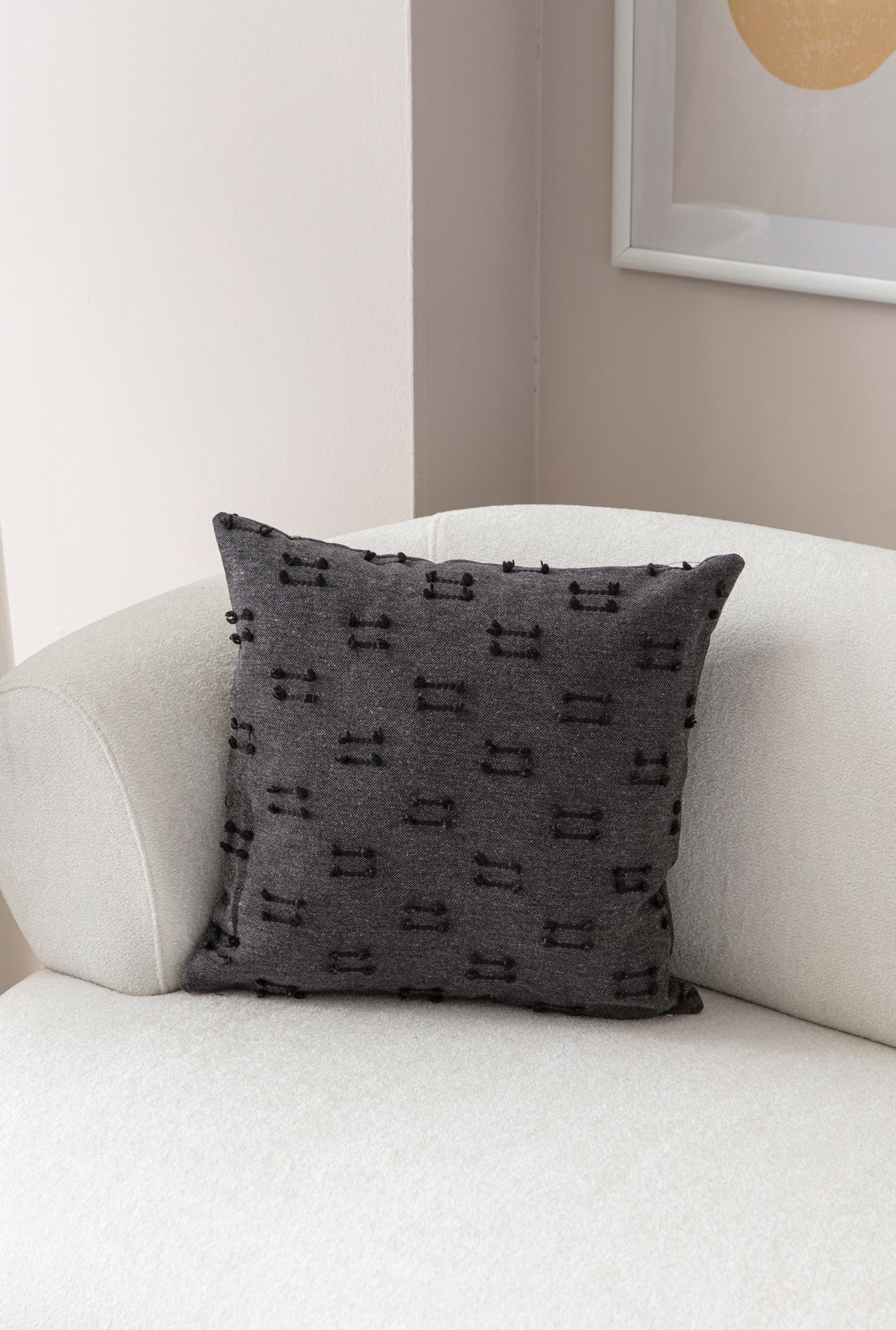 İkili Şerit Puantiyeli Kırlent Kılıfı - Puantiye Dokulu Dekoratif Yastık