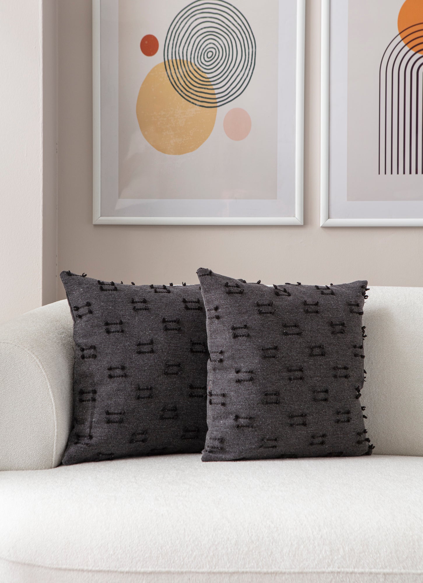 İkili Şerit Puantiyeli Kırlent Kılıfı - Puantiye Dokulu Dekoratif Yastık