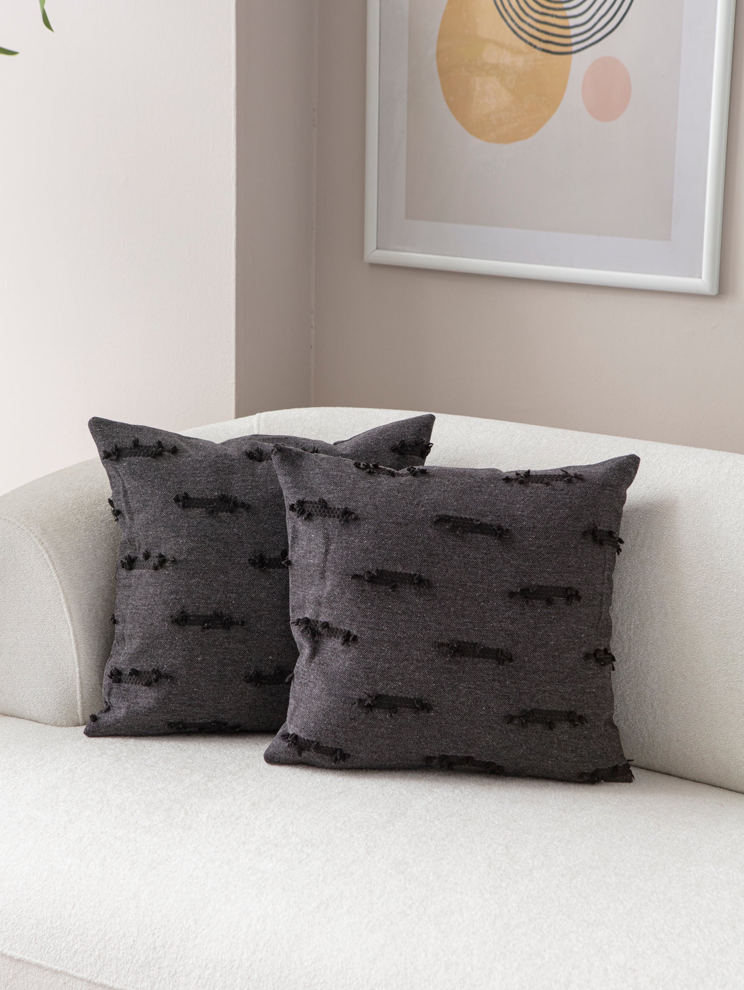 Petek Puantiyeli Kırlent Kılıfı - Puantiye Dokulu Dekoratif Yastık