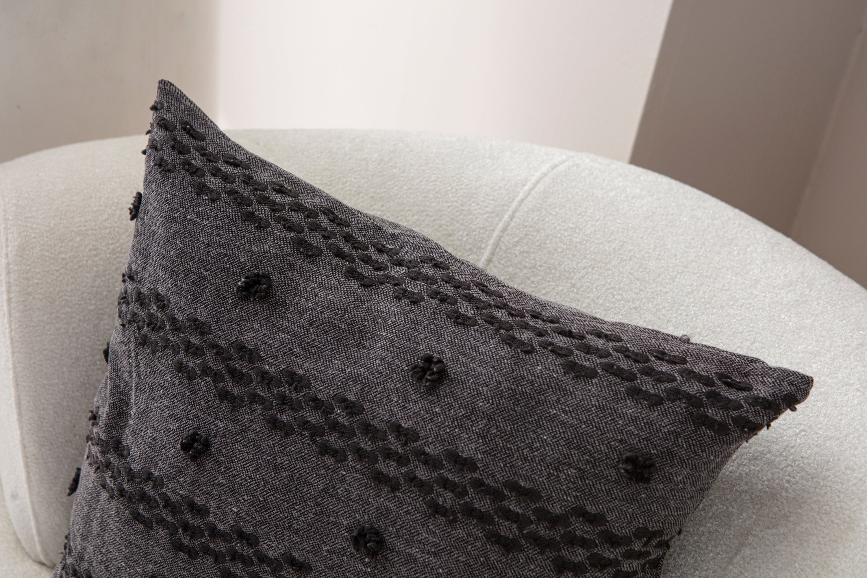 Şerit Puantiyeli Kırlent Kılıfı - Puantiye Dokulu Dekoratif Yastık