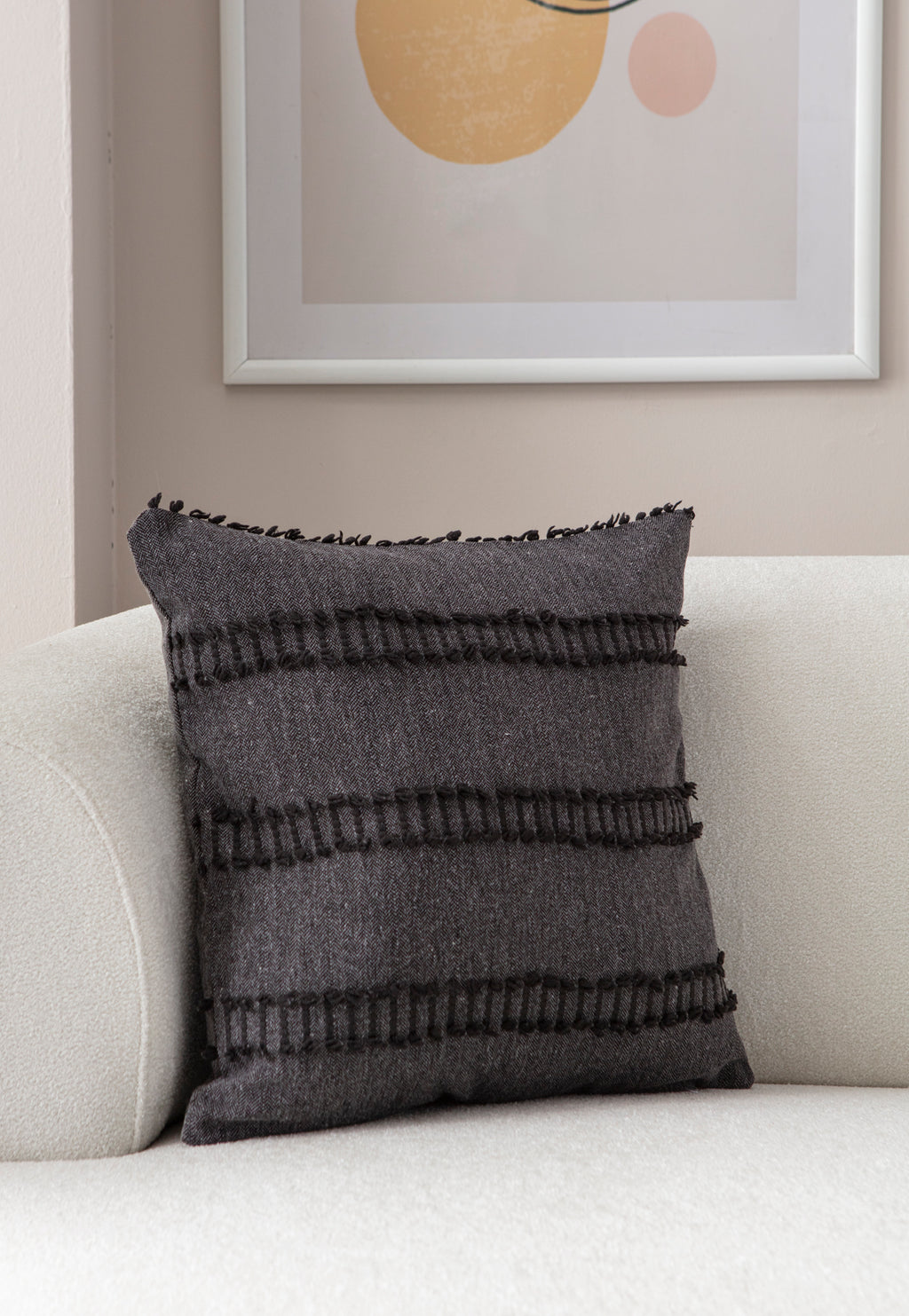 Kedi Merdiveni Puantiyeli Kırlent Kılıfı - Puantiye Dokulu Dekoratif Yastık