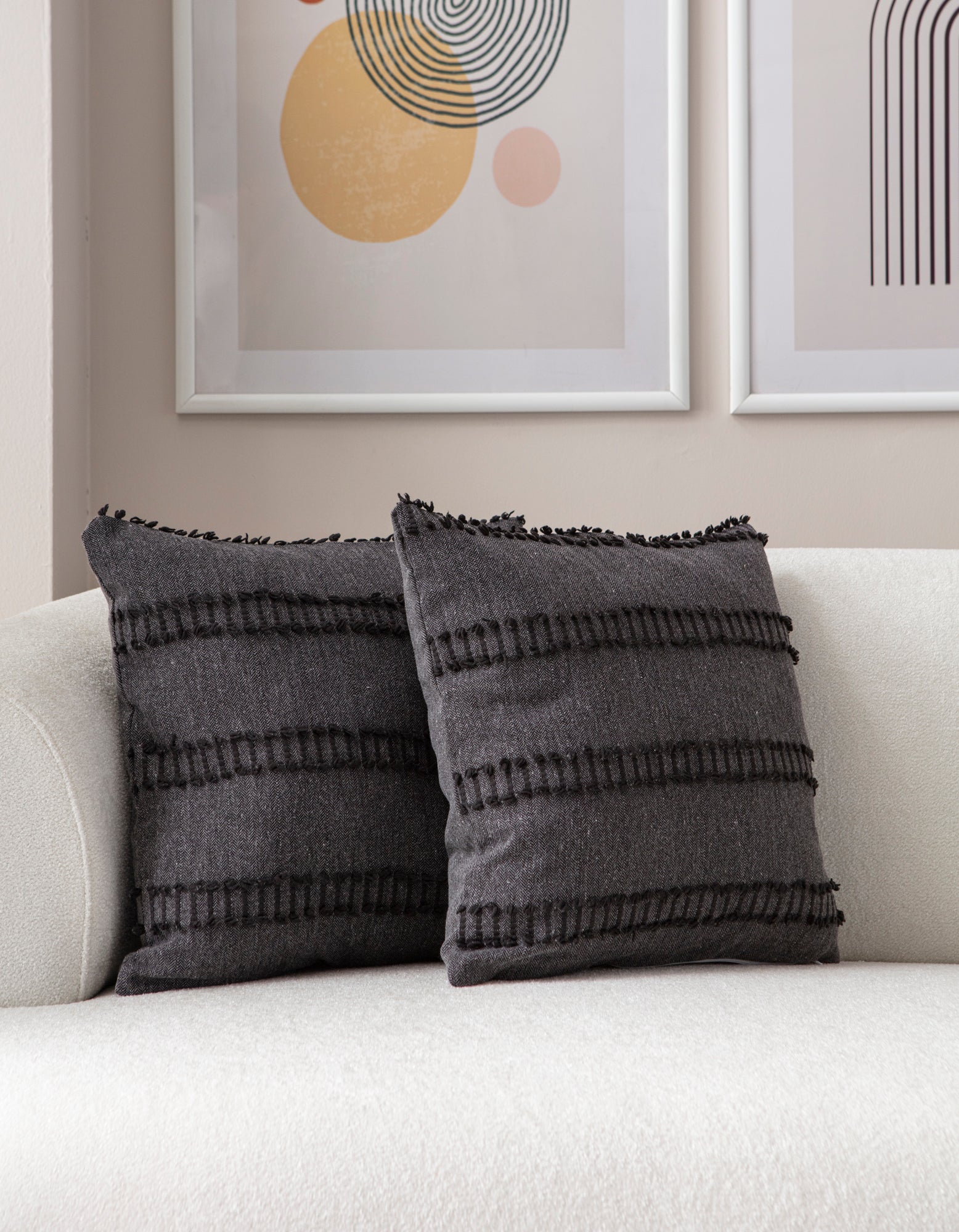 Kedi Merdiveni Puantiyeli Kırlent Kılıfı - Puantiye Dokulu Dekoratif Yastık