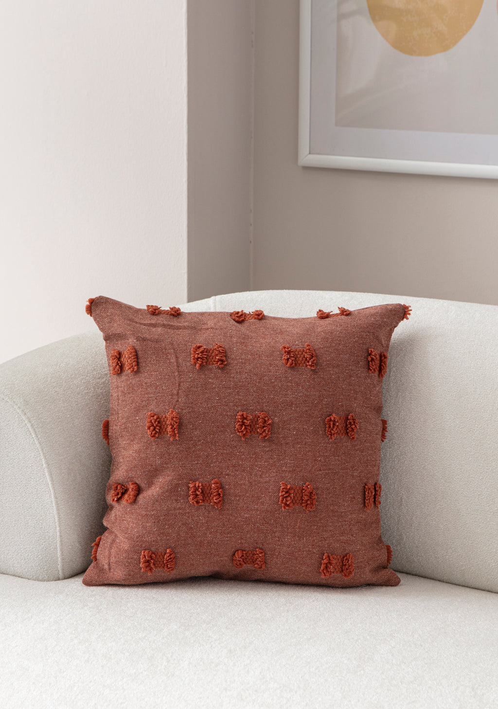 Fiyonk Puantiyeli Kırlent Kılıfı - Puantiye Dokulu Dekoratif Yastık