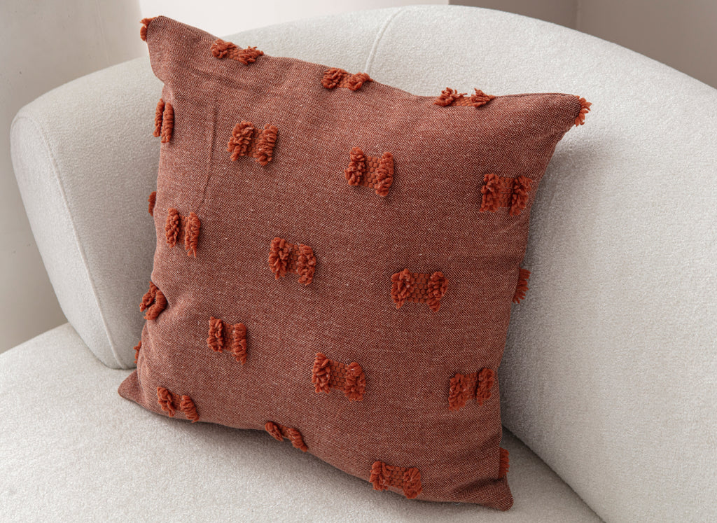 Fiyonk Puantiyeli Kırlent Kılıfı - Puantiye Dokulu Dekoratif Yastık