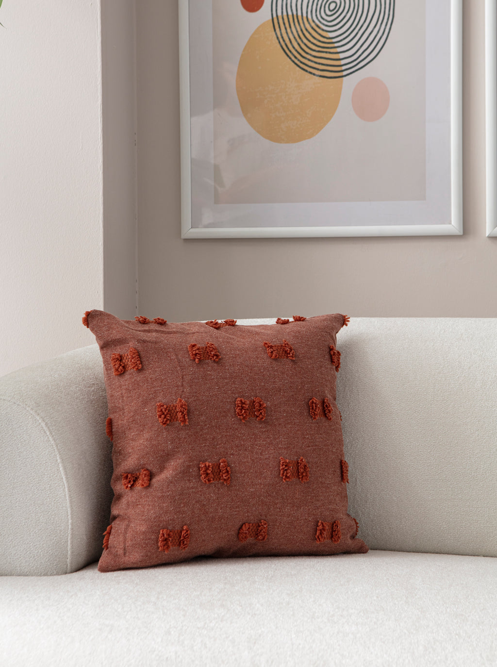 Fiyonk Puantiyeli Kırlent Kılıfı - Puantiye Dokulu Dekoratif Yastık