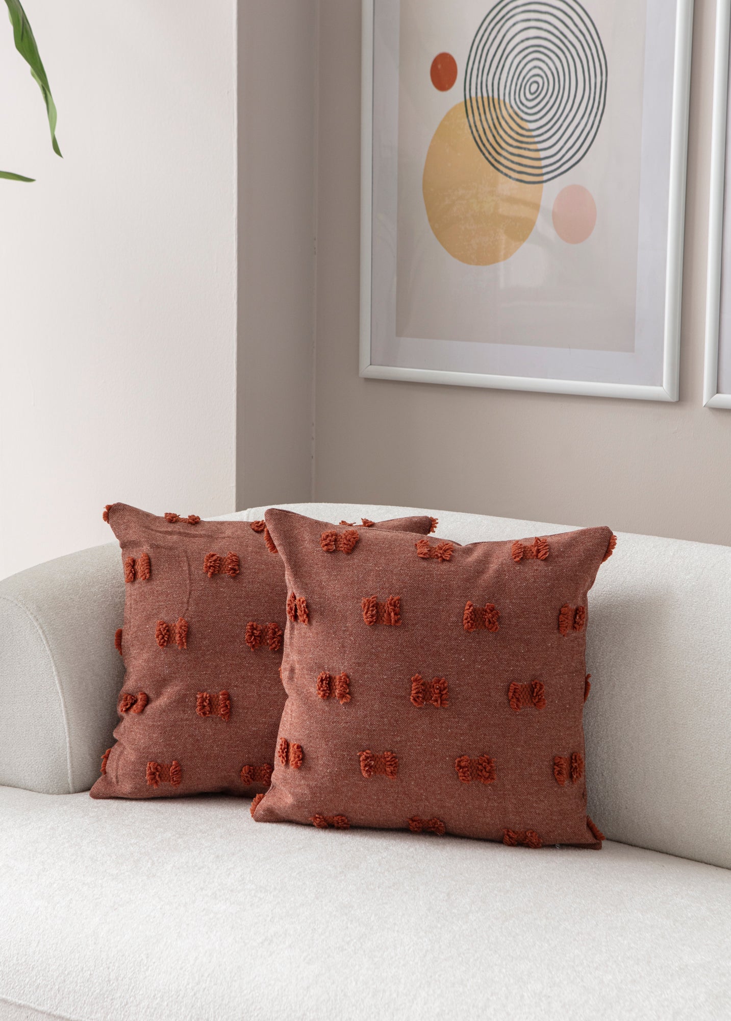 Fiyonk Puantiyeli Kırlent Kılıfı - Puantiye Dokulu Dekoratif Yastık