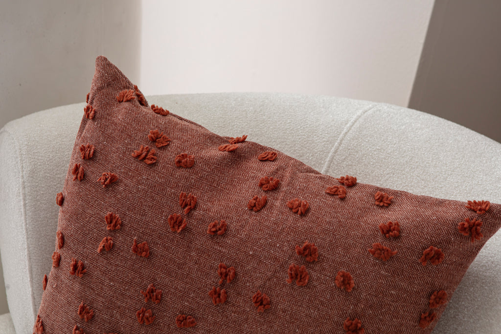 Puantiye çiçeği Kırlent Kılıfı - Puantiye Dokulu Dekoratif Yastık