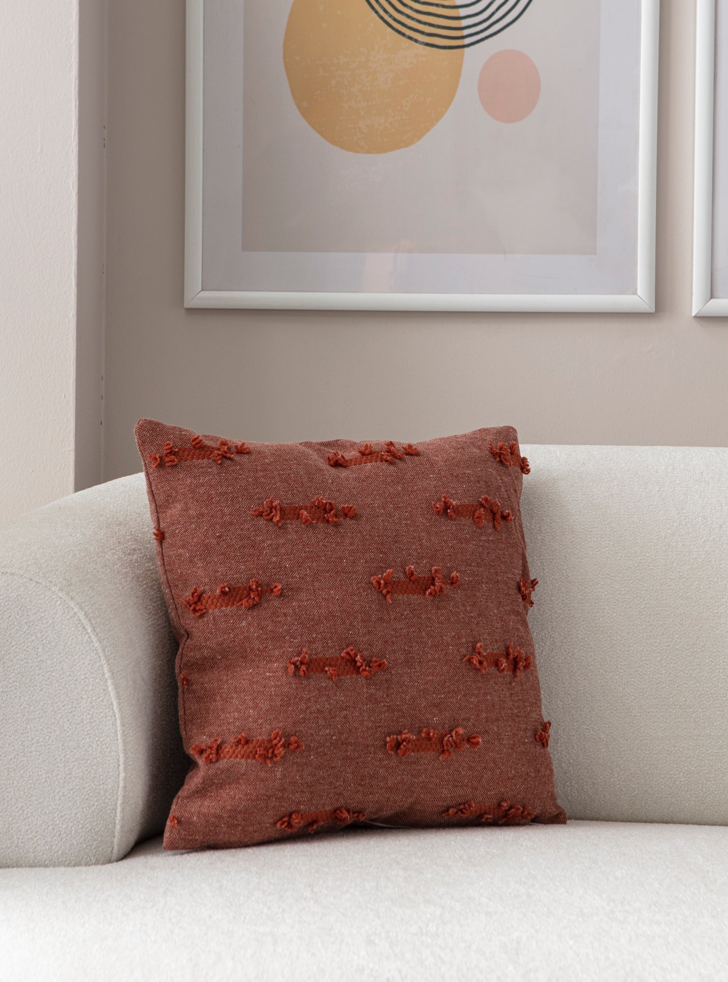 Petek Puantiyeli Kırlent Kılıfı - Puantiye Dokulu Dekoratif Yastık