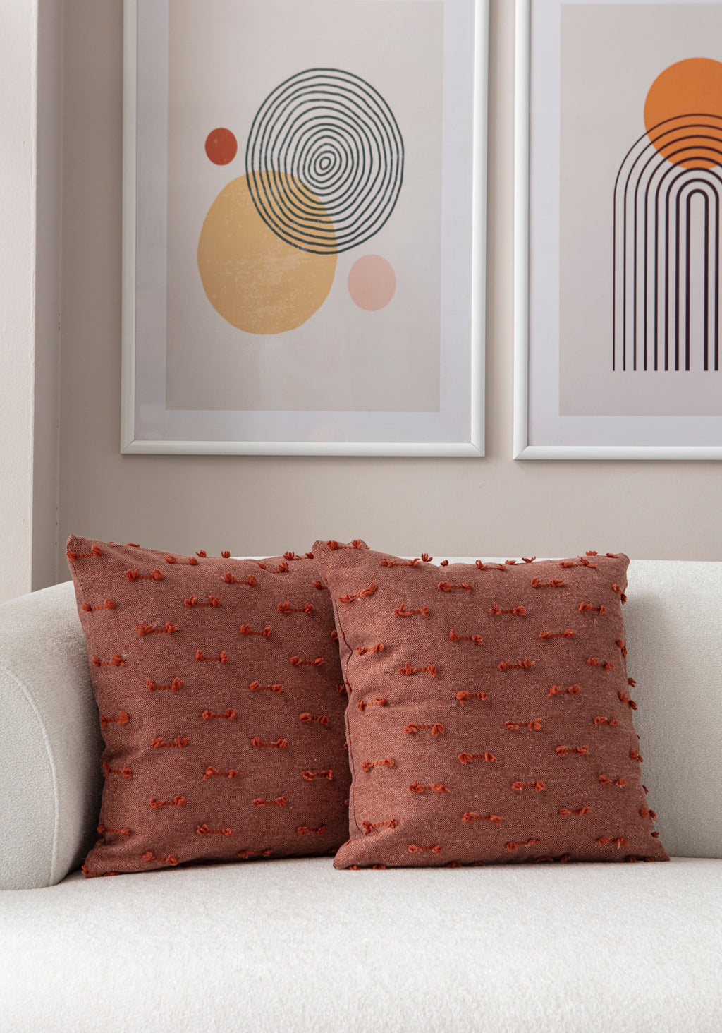 Tek Çizgi Puantiyeli Kırlent Kılıfı - Puantiye Dokulu Dekoratif Yastık