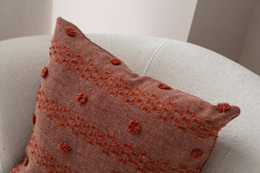 Şerit Puantiyeli Kırlent Kılıfı - Puantiye Dokulu Dekoratif Yastık