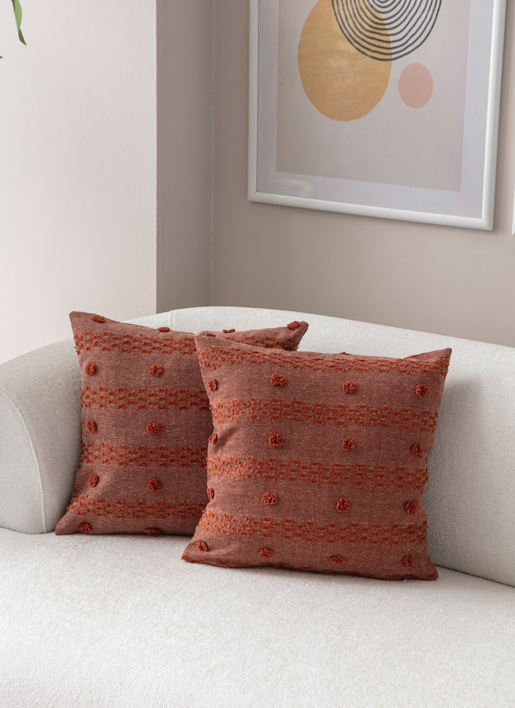 Şerit Puantiyeli Kırlent Kılıfı - Puantiye Dokulu Dekoratif Yastık