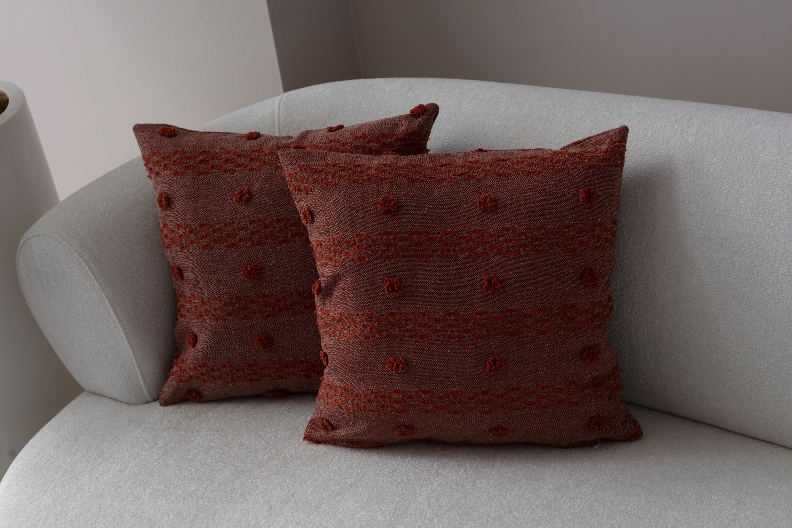 Şerit Puantiyeli Kırlent Kılıfı - Puantiye Dokulu Dekoratif Yastık