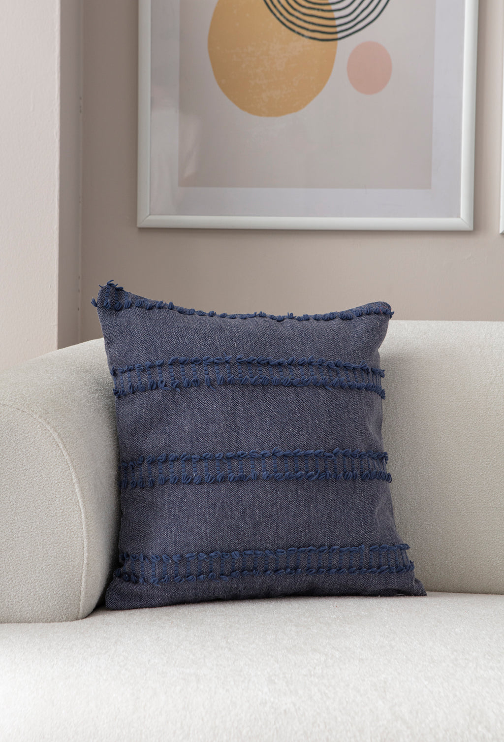 Kedi Merdiveni Puantiyeli Kırlent Kılıfı - Puantiye Dokulu Dekoratif Yastık