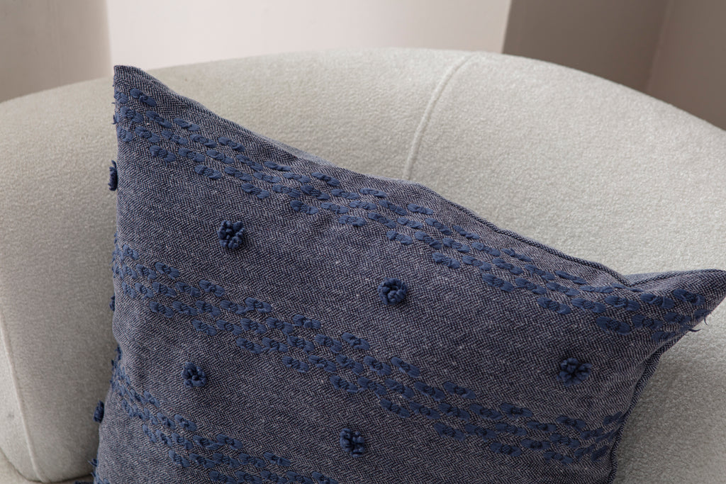 Şerit Puantiyeli Kırlent Kılıfı - Puantiye Dokulu Dekoratif Yastık