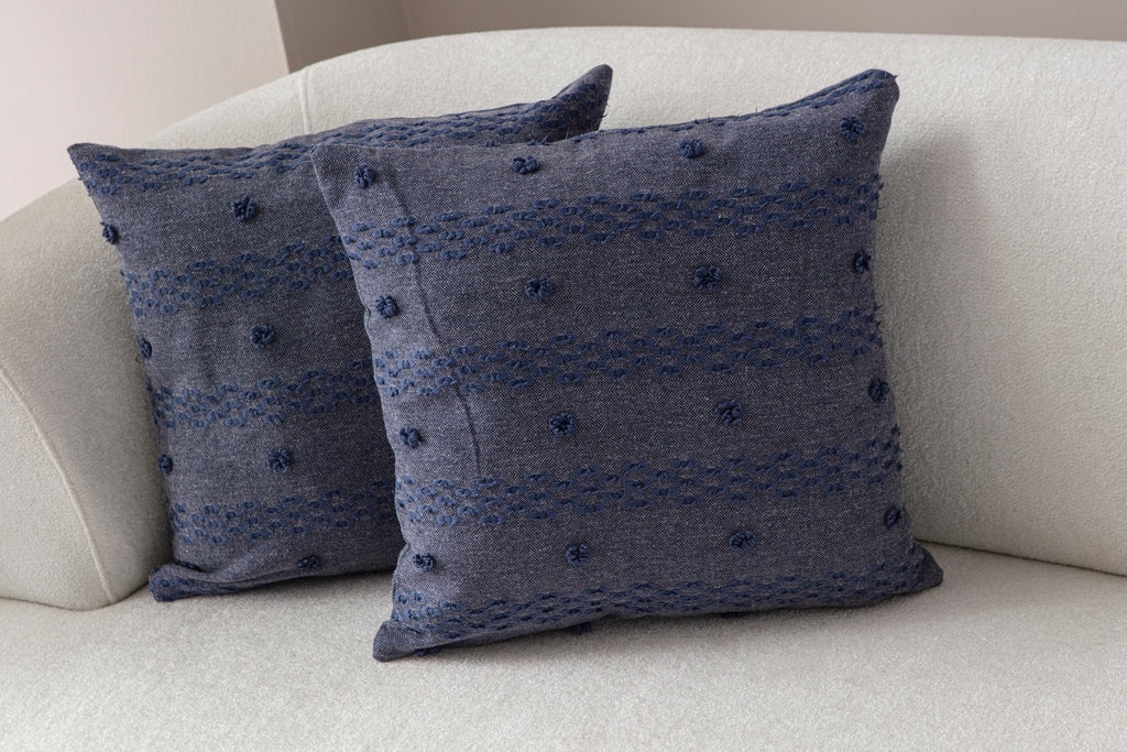 Şerit Puantiyeli Kırlent Kılıfı - Puantiye Dokulu Dekoratif Yastık