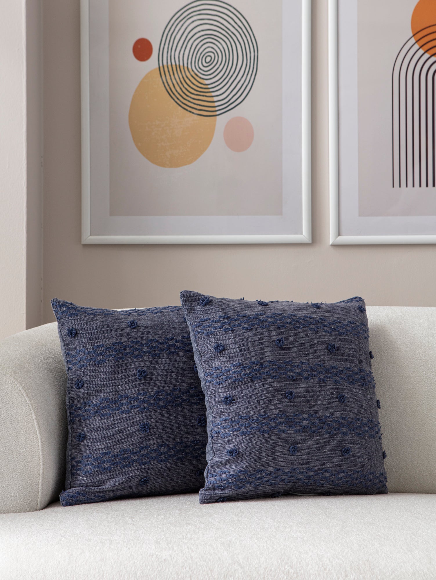 Şerit Puantiyeli Kırlent Kılıfı - Puantiye Dokulu Dekoratif Yastık