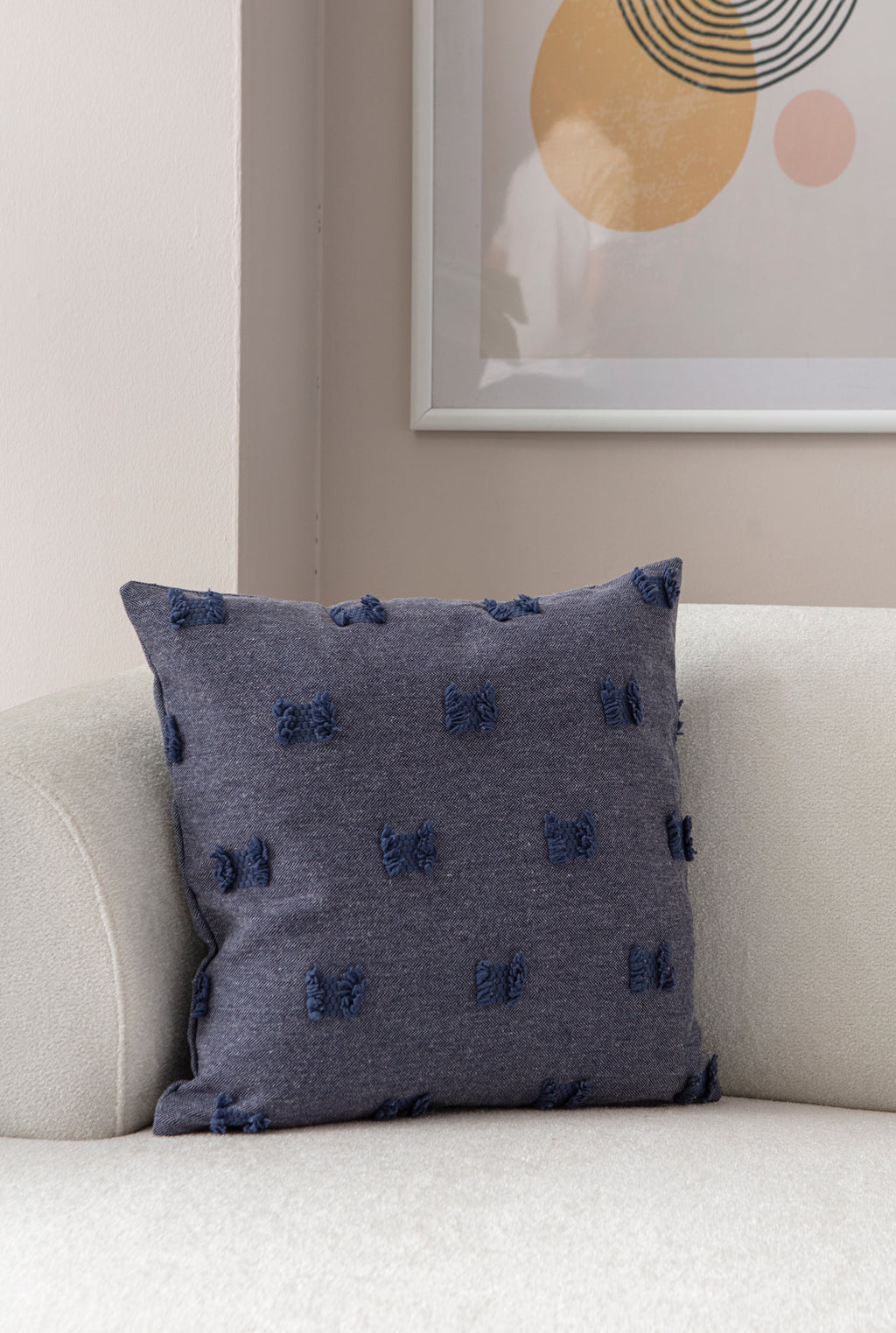 Fiyonk Puantiyeli Kırlent Kılıfı - Puantiye Dokulu Dekoratif Yastık