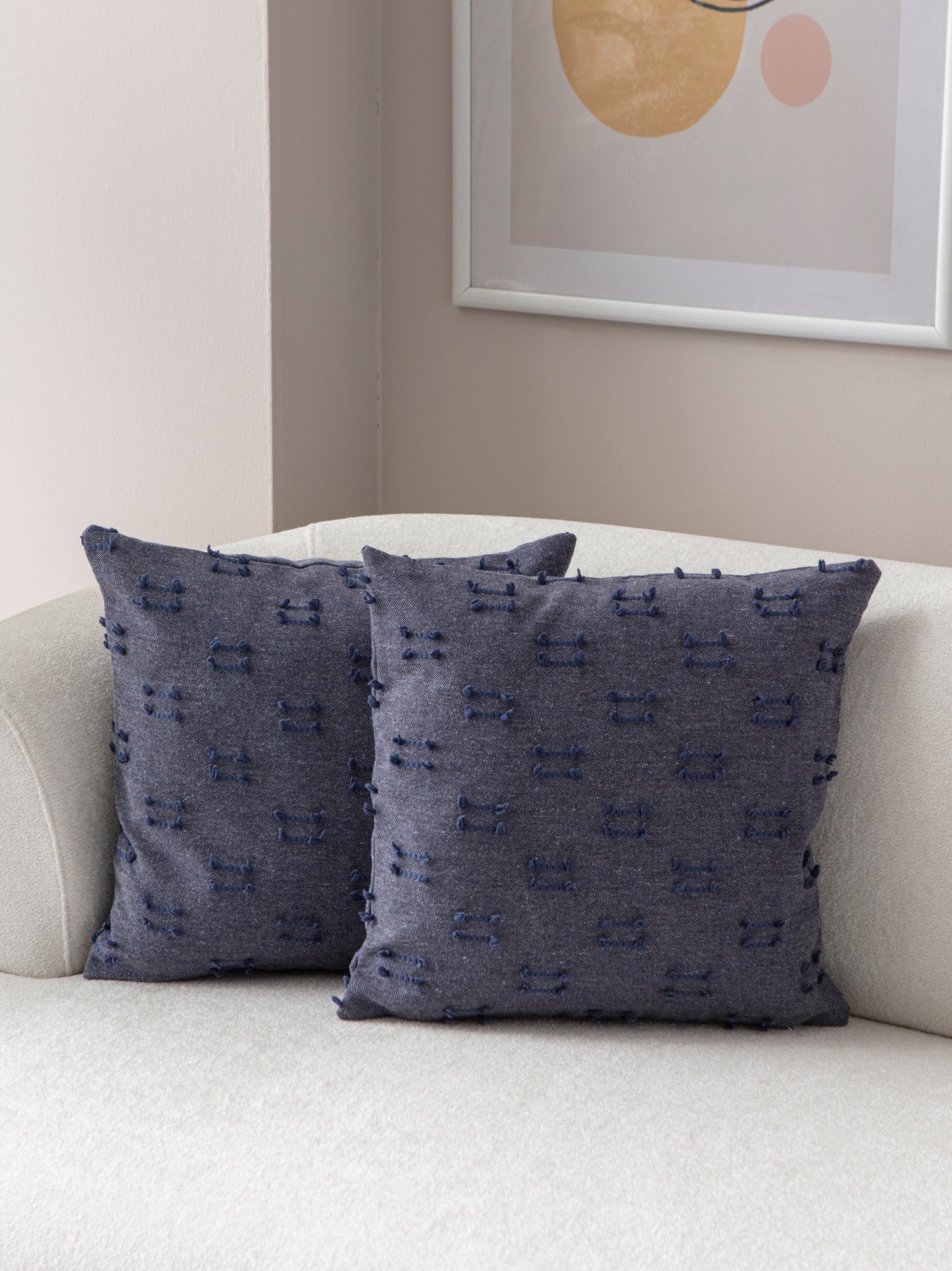 İkili Şerit Puantiyeli Kırlent Kılıfı - Puantiye Dokulu Dekoratif Yastık