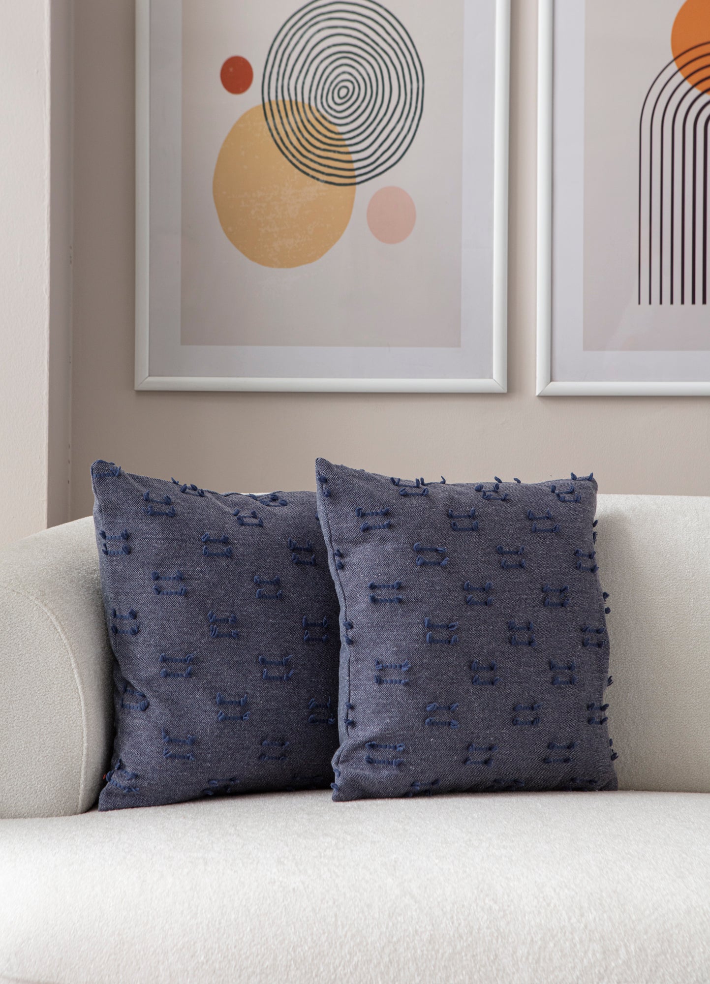 İkili Şerit Puantiyeli Kırlent Kılıfı - Puantiye Dokulu Dekoratif Yastık