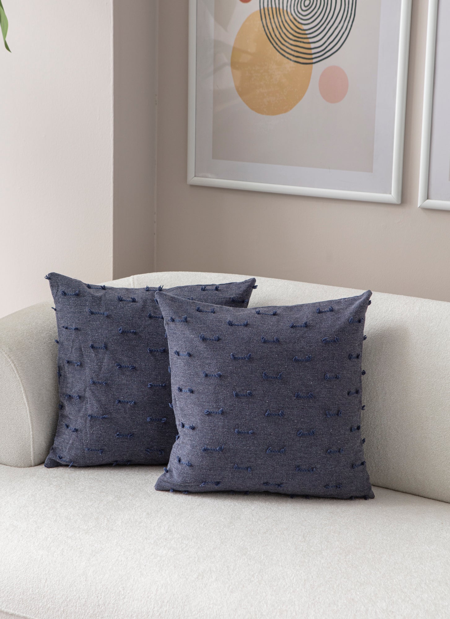 Tek Çizgi Puantiyeli Kırlent Kılıfı - Puantiye Dokulu Dekoratif Yastık