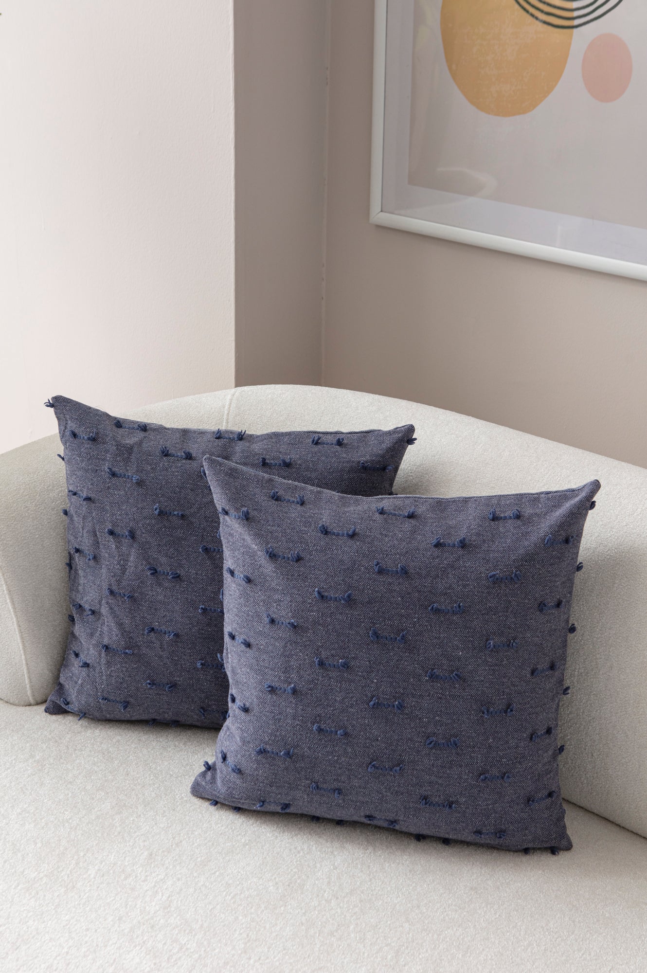 Tek Çizgi Puantiyeli Kırlent Kılıfı - Puantiye Dokulu Dekoratif Yastık