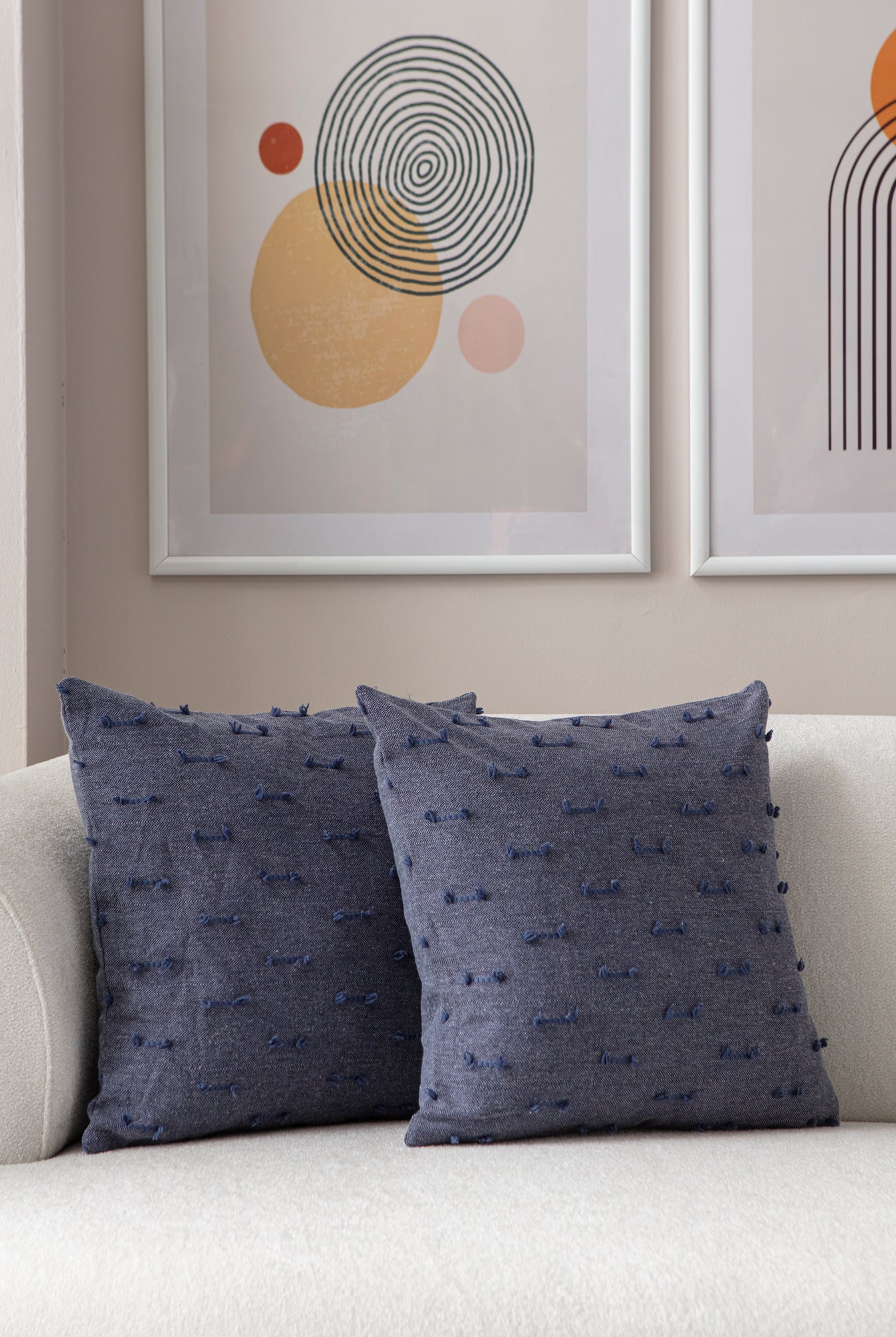 Tek Çizgi Puantiyeli Kırlent Kılıfı - Puantiye Dokulu Dekoratif Yastık