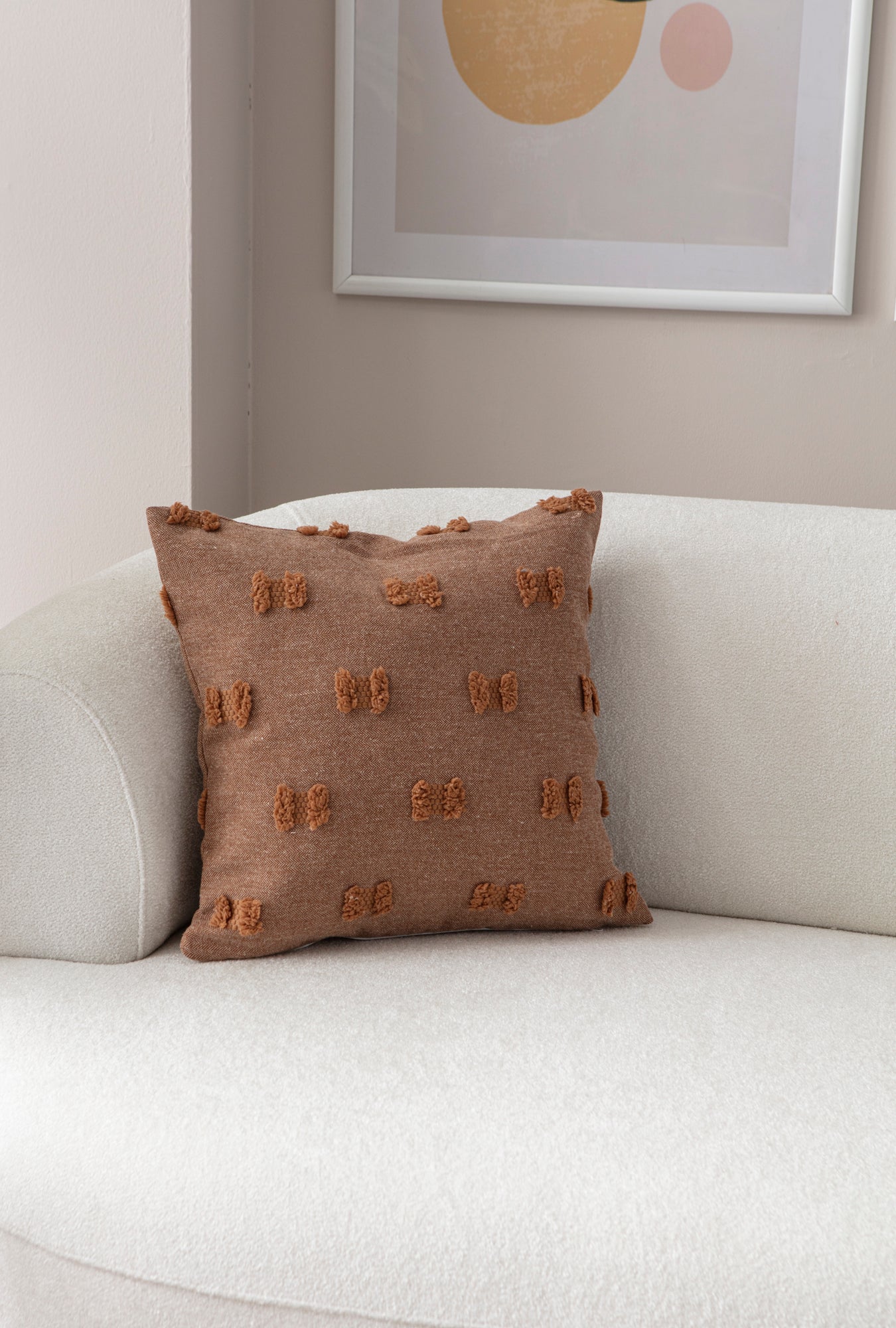 Fiyonk Puantiyeli Kırlent Kılıfı - Puantiye Dokulu Dekoratif Yastık