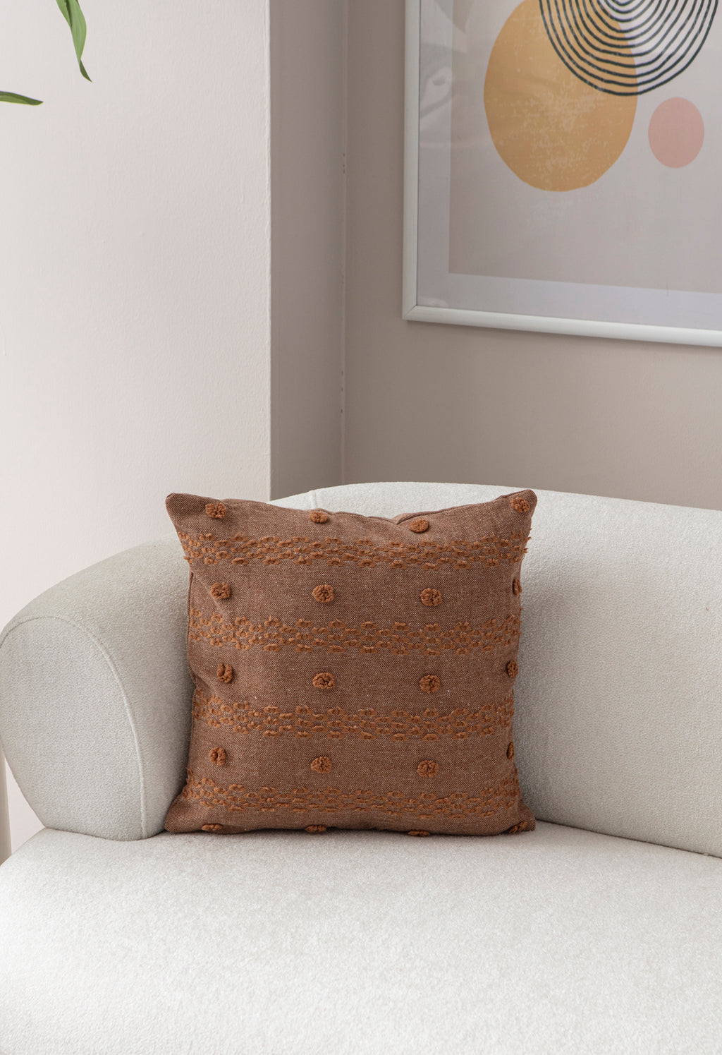 Şerit Puantiyeli Kırlent Kılıfı - Puantiye Dokulu Dekoratif Yastık