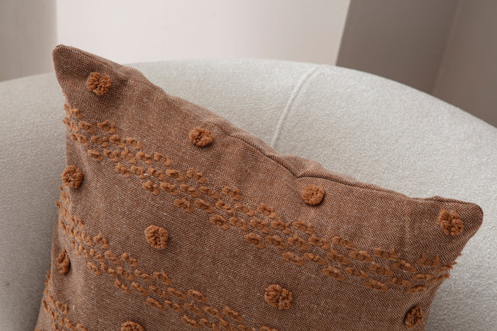 Şerit Puantiyeli Kırlent Kılıfı - Puantiye Dokulu Dekoratif Yastık